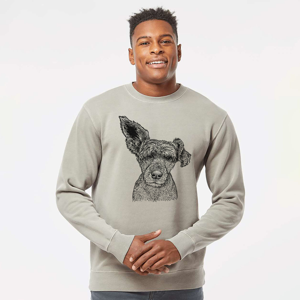 Bare Boodles the Schnauzer Mix - Unisex Pigment Dyed Crew Sweatshirt