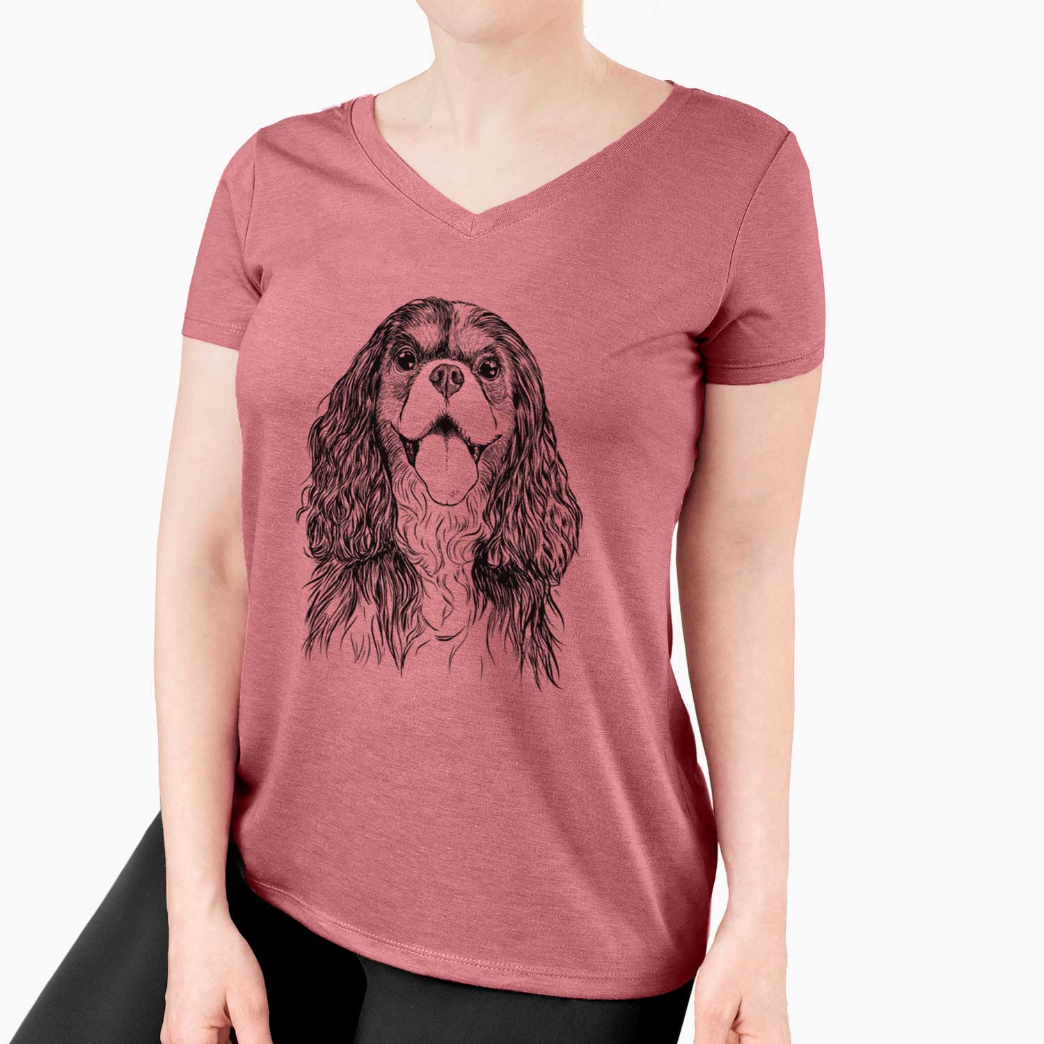 Bare Brandy the Cavalier King Charles Spaniel - Women's V-neck Shirt