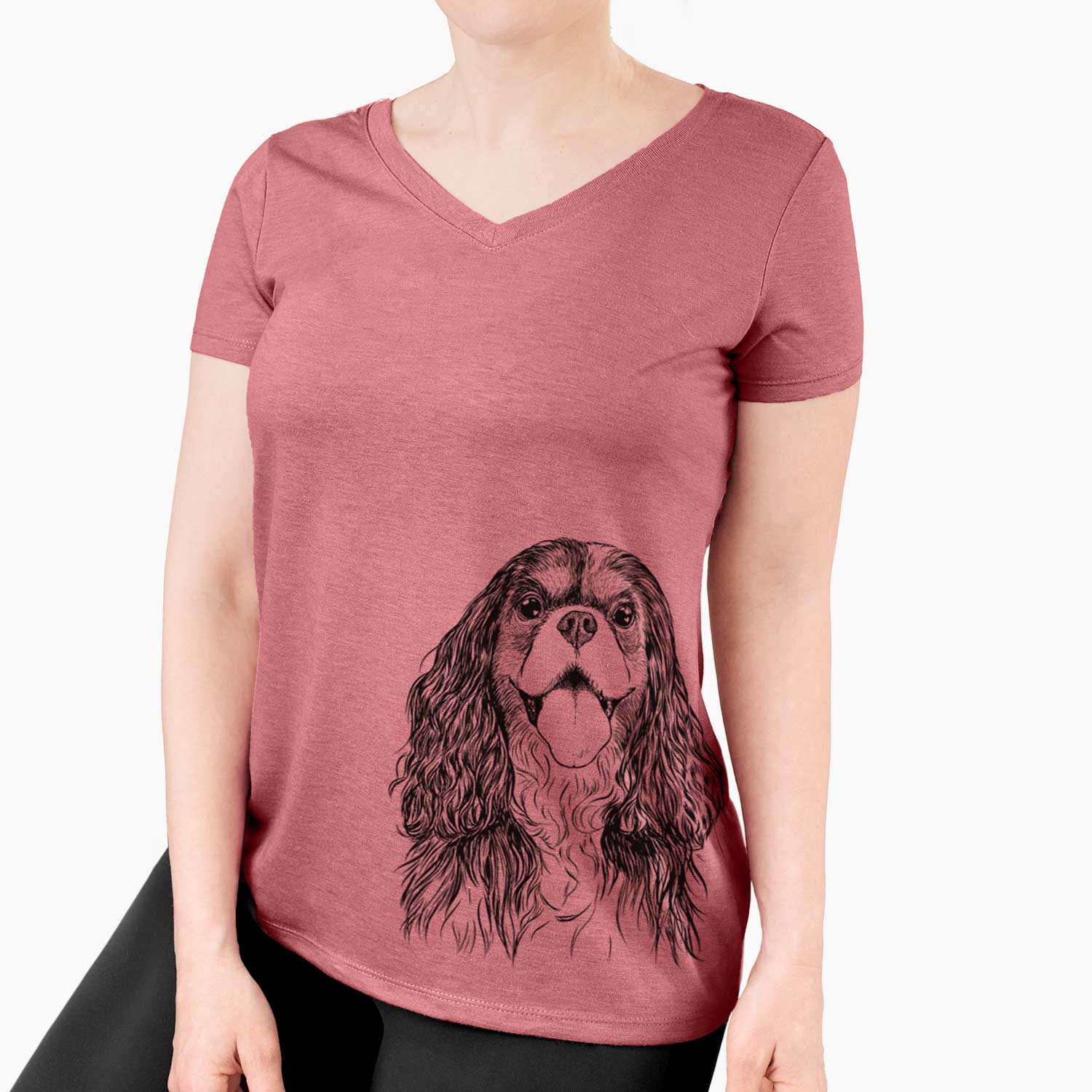 Bare Brandy the Cavalier King Charles Spaniel - Women's V-neck Shirt