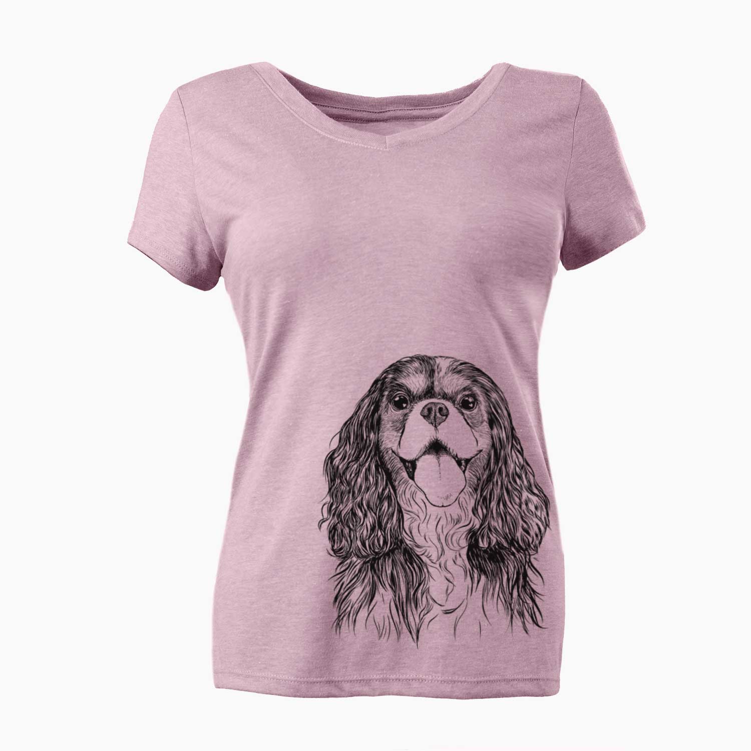 Bare Brandy the Cavalier King Charles Spaniel - Women's V-neck Shirt