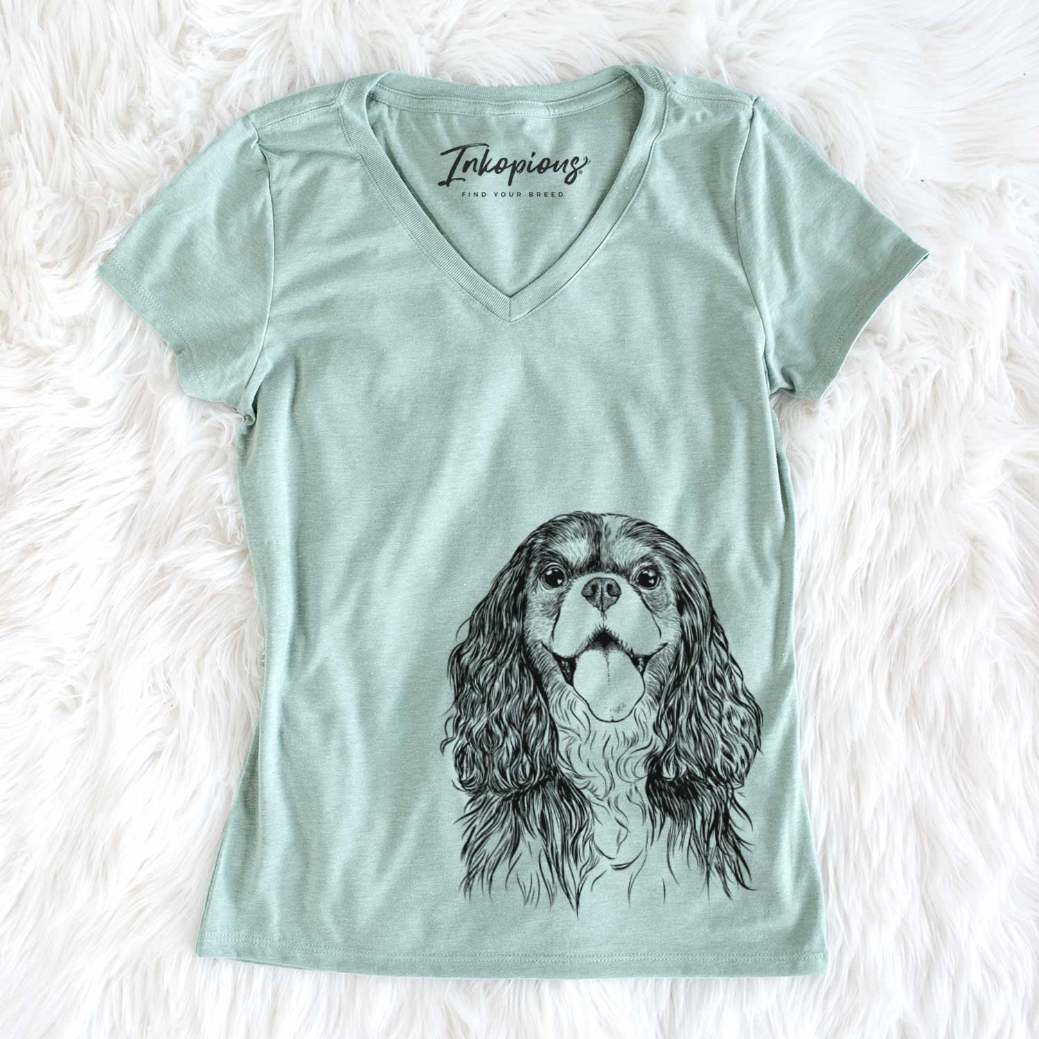 Bare Brandy the Cavalier King Charles Spaniel - Women's V-neck Shirt