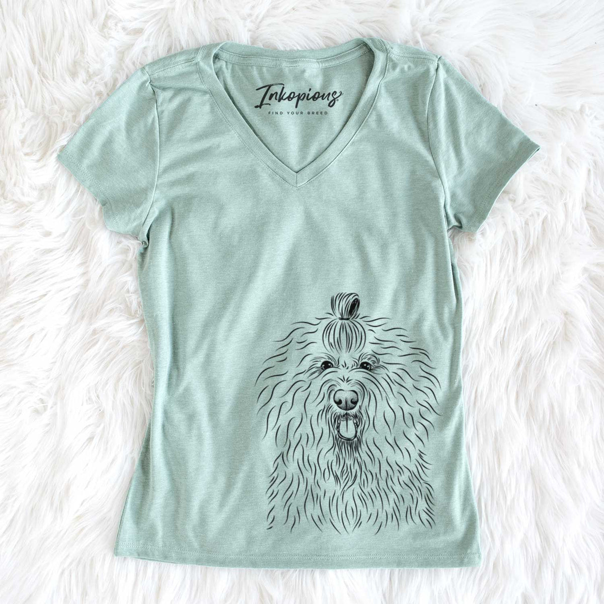 Bare Brody the Old English Sheepdog - Women's V-neck Shirt