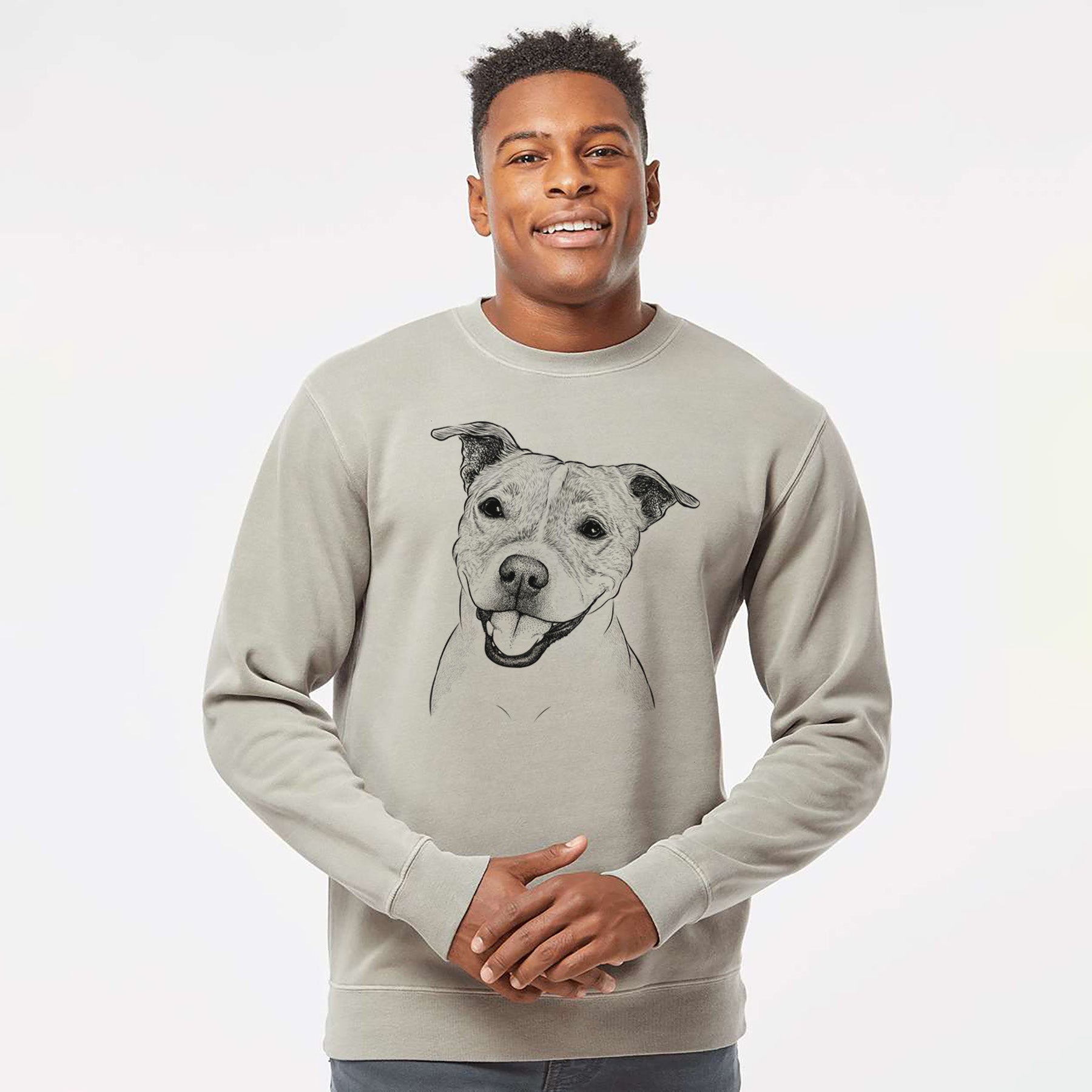 Bare BrookLyn the Staffordshire Bull Terrier - Unisex Pigment Dyed Crew Sweatshirt