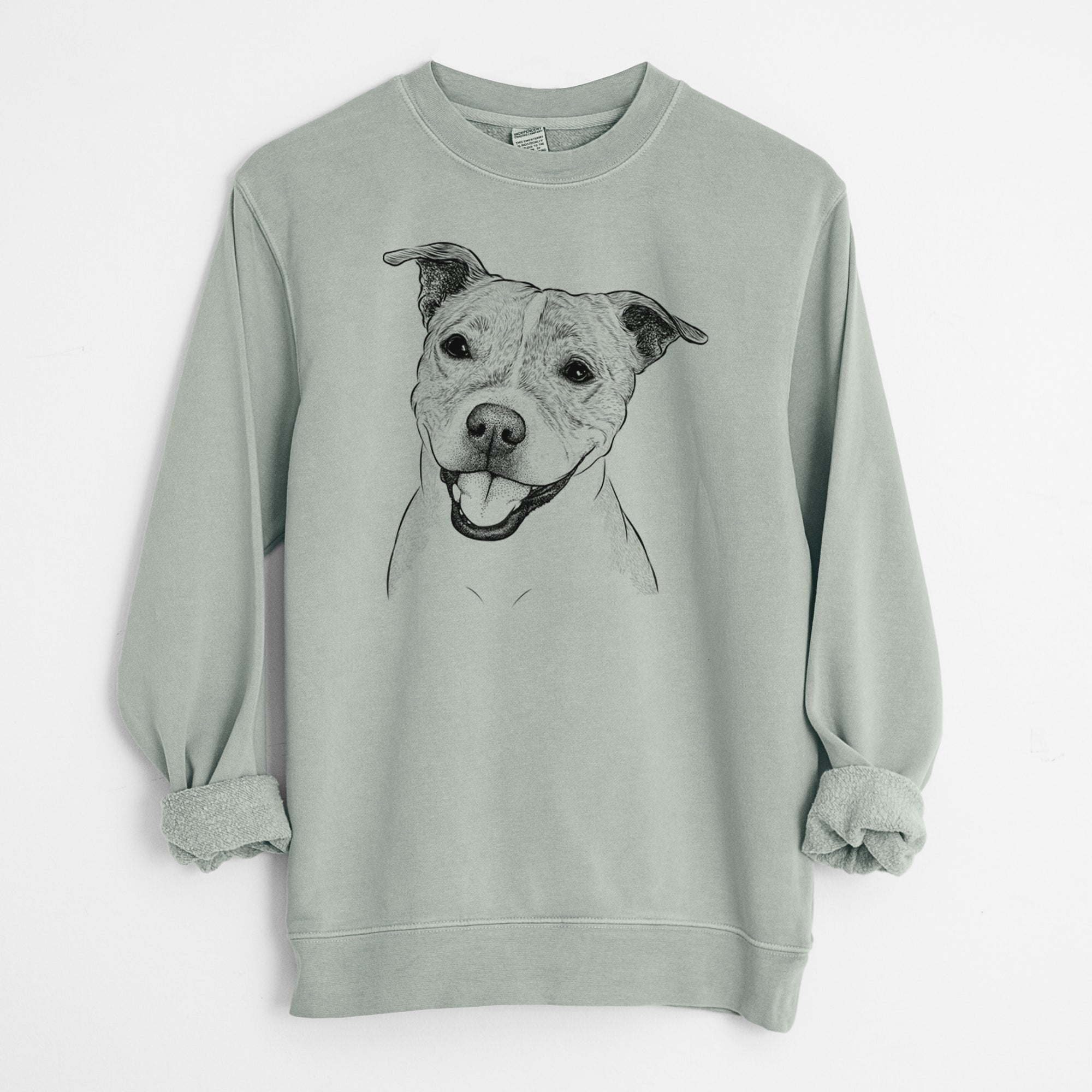 Bare BrookLyn the Staffordshire Bull Terrier - Unisex Pigment Dyed Crew Sweatshirt