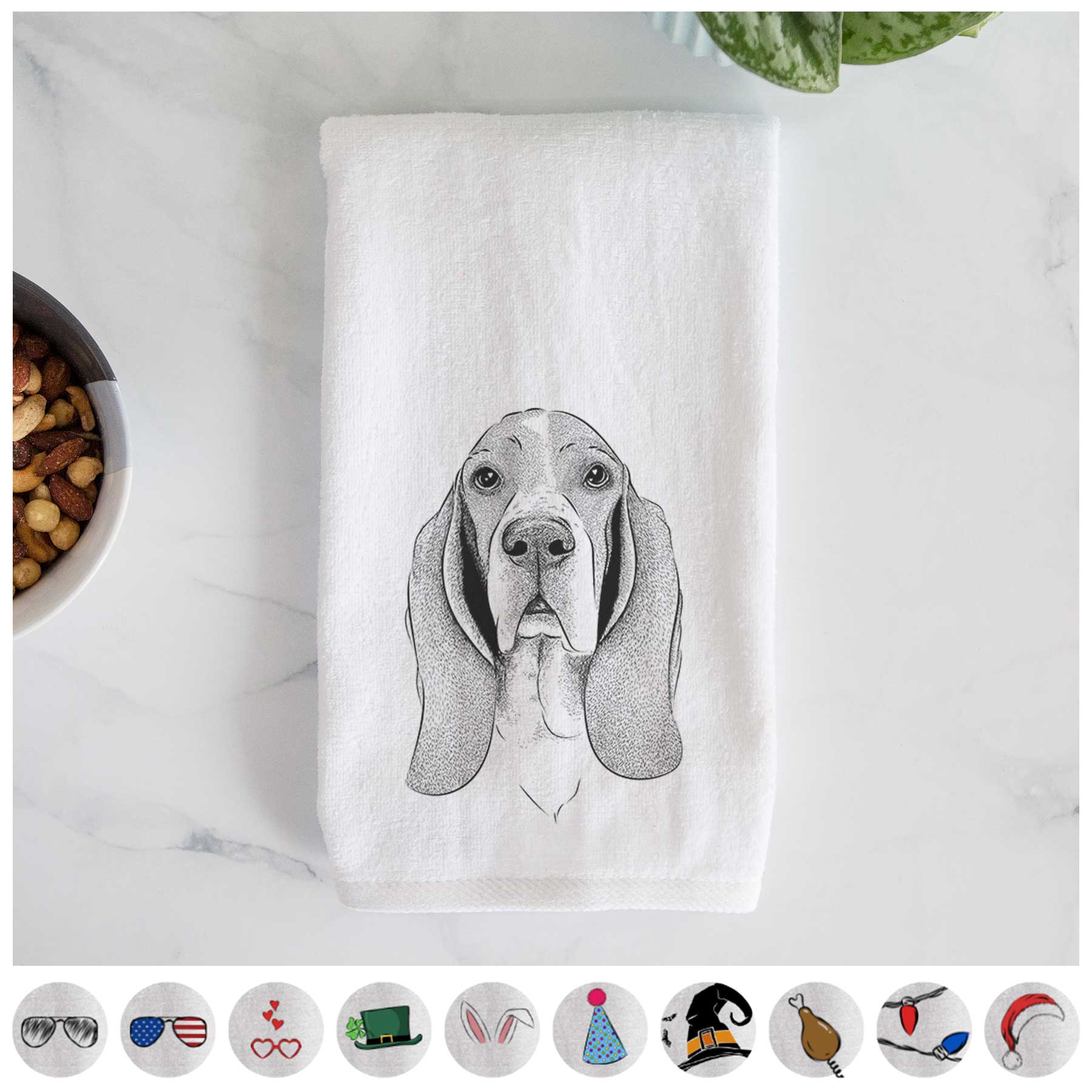 Buckley the Basset Hound Decorative Hand Towel