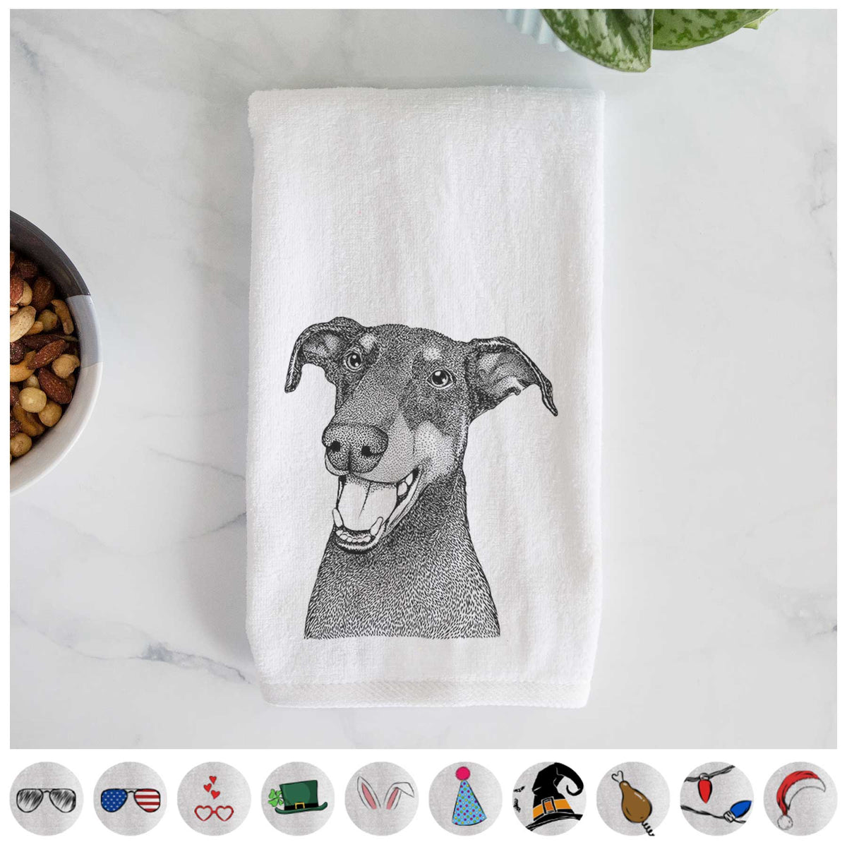 Bunnie the Doberman Pinscher Decorative Hand Towel