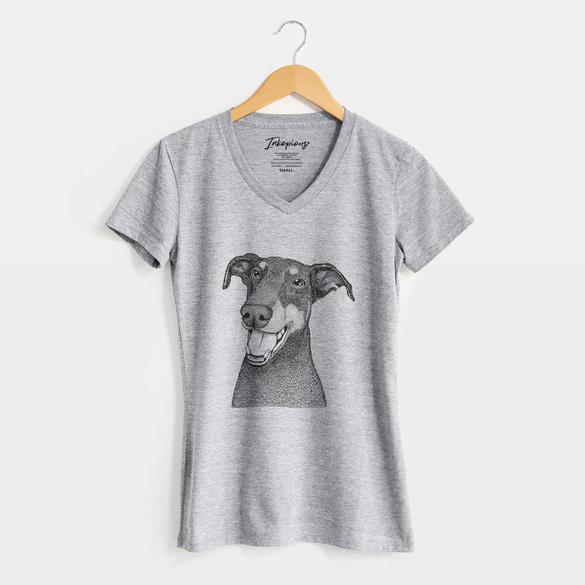 Bare Bunnie the Doberman Pinscher - Women's V-neck Shirt