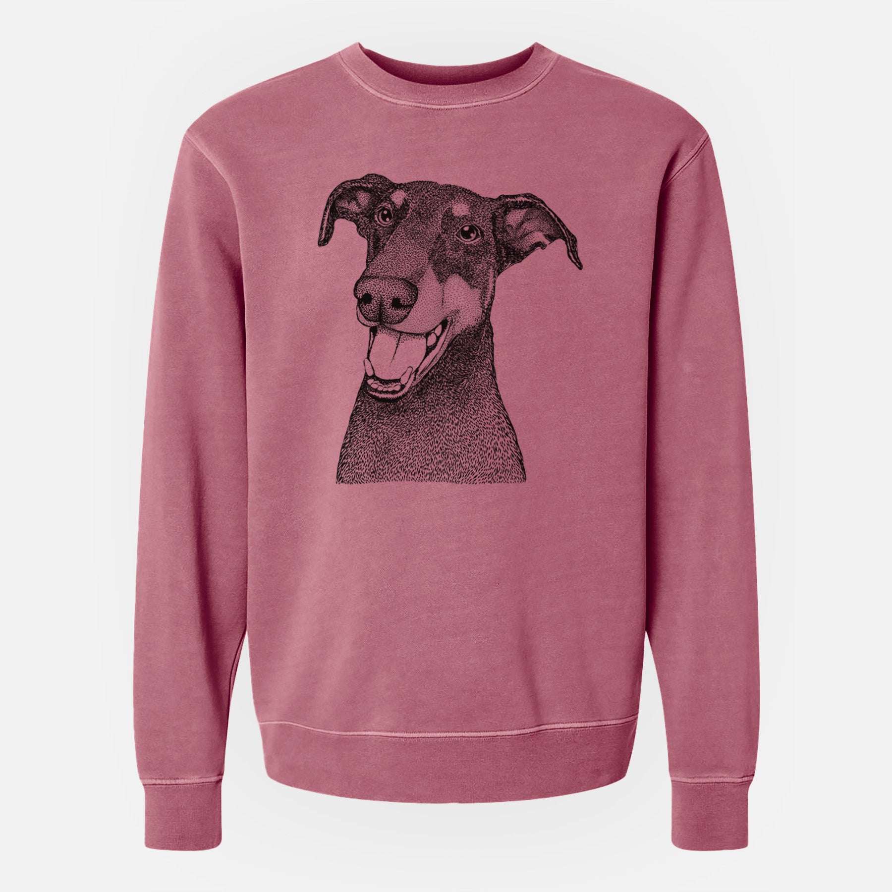 Bare Bunnie the Doberman Pinscher - Unisex Pigment Dyed Crew Sweatshirt