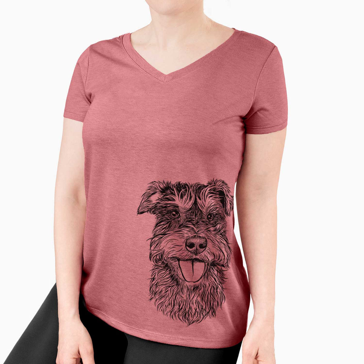 Bare Buster the Schnoodle - Women's V-neck Shirt