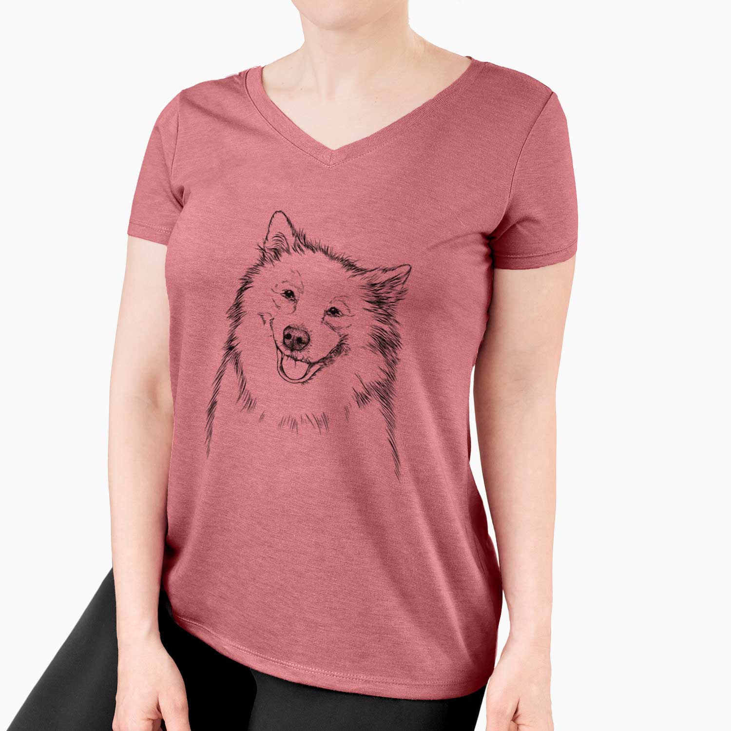 Bare Caico the Samoyed - Women's V-neck Shirt