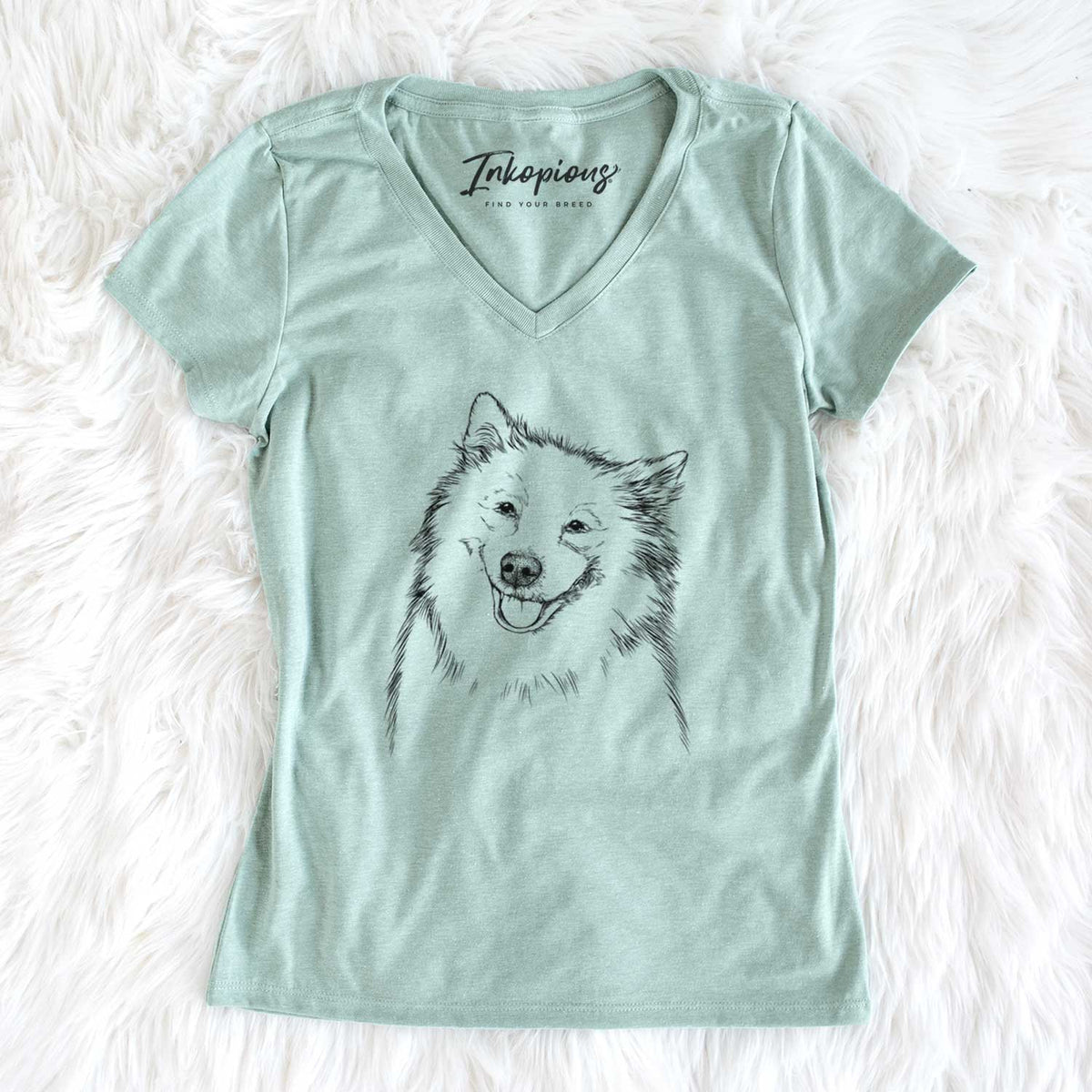 Bare Caico the Samoyed - Women&#39;s V-neck Shirt