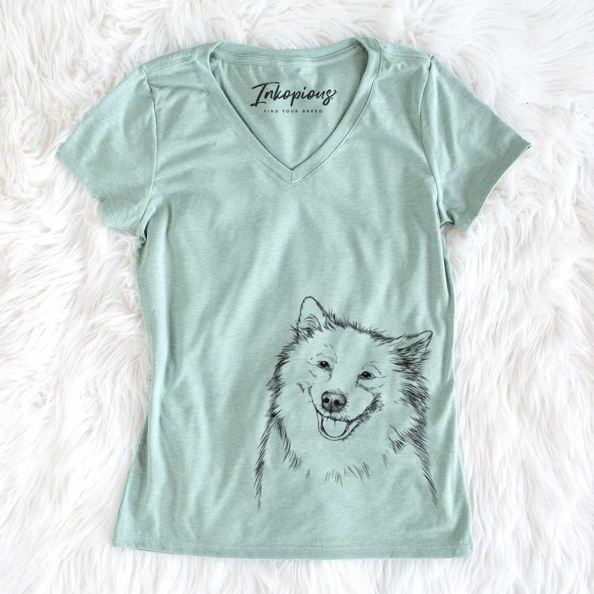 Bare Caico the Samoyed - Women's V-neck Shirt