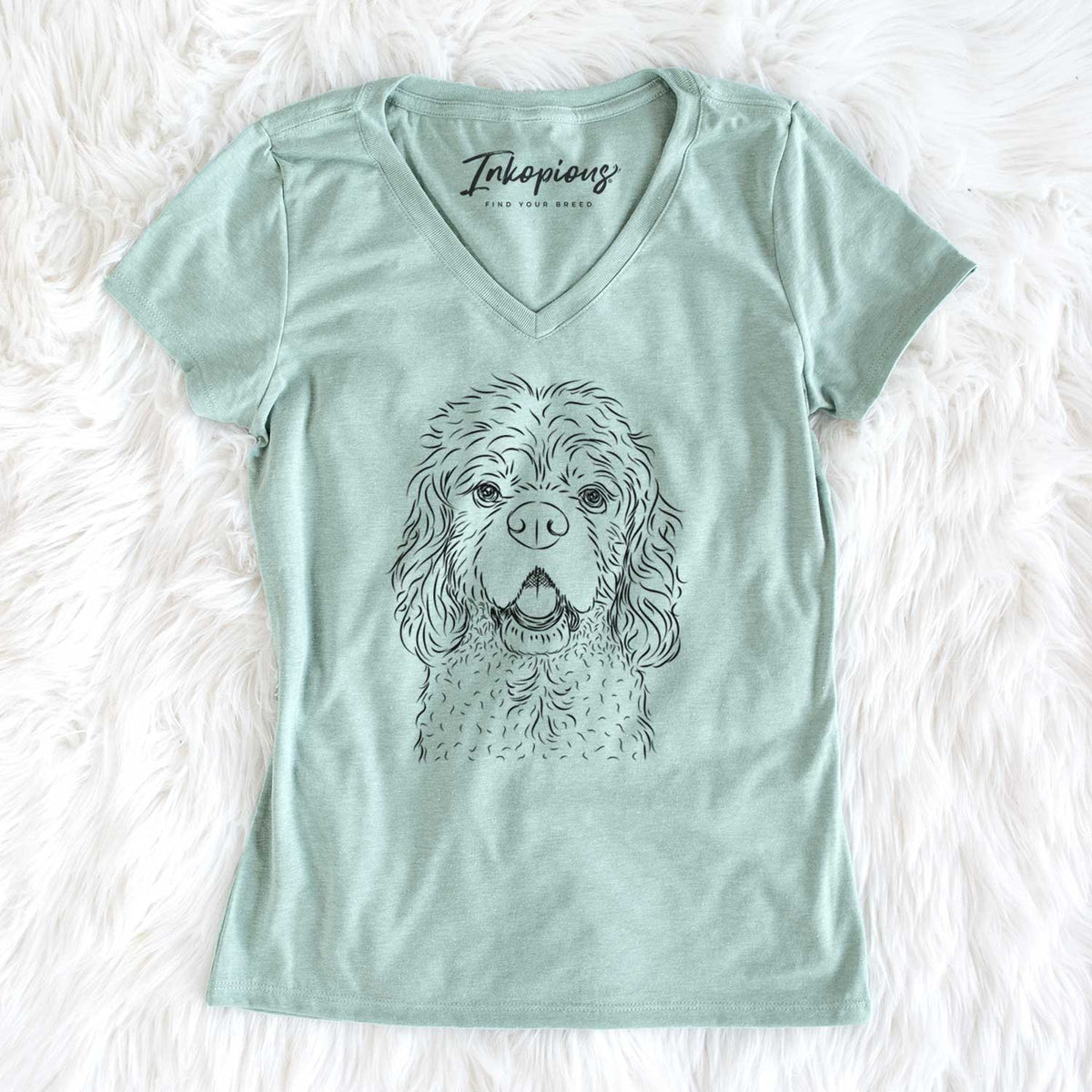 Bare Casey the American Cocker Spaniel - Women&#39;s V-neck Shirt