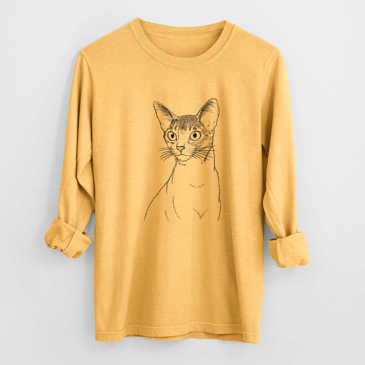 Bare Cedric the Abyssinian Cat - Heavyweight 100% Cotton Long Sleeve