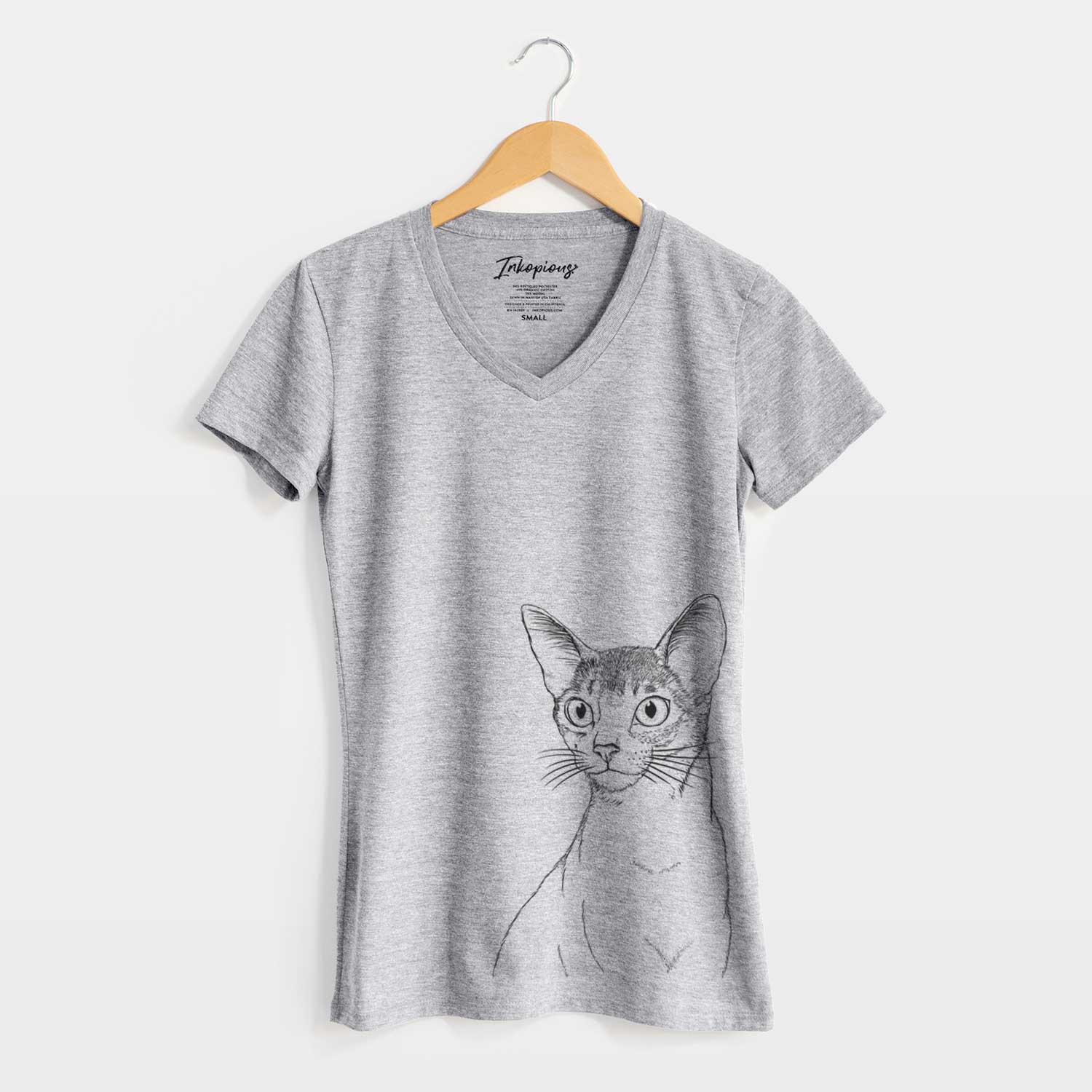 Bare Cedric the Abyssinian Cat - Women's V-neck Shirt