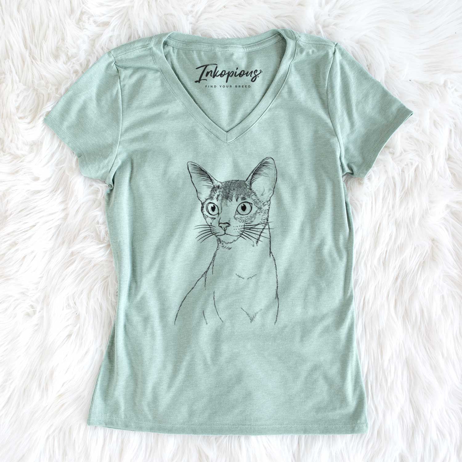 Bare Cedric the Abyssinian Cat - Women's V-neck Shirt