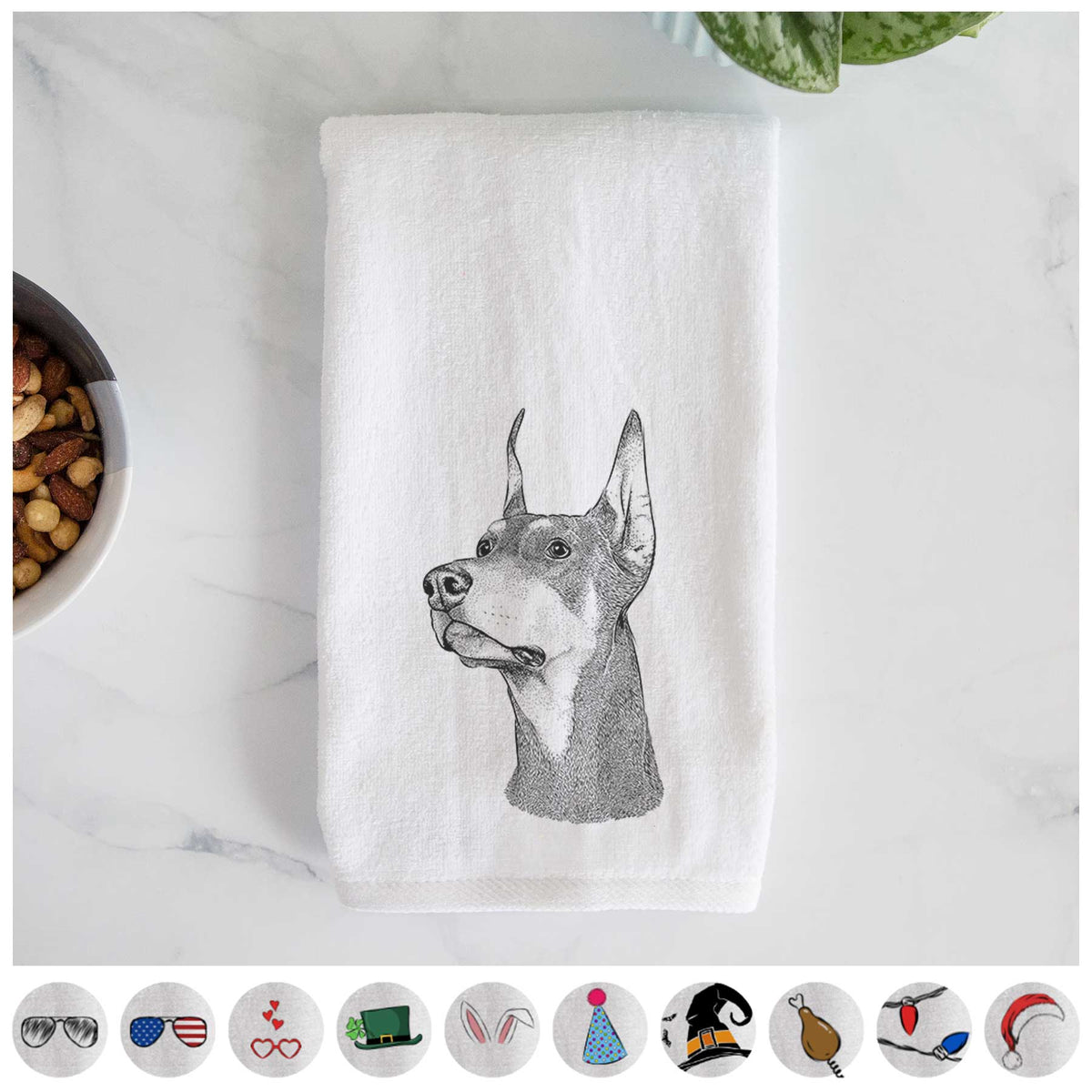 Cenza the Doberman Pinscher Decorative Hand Towel