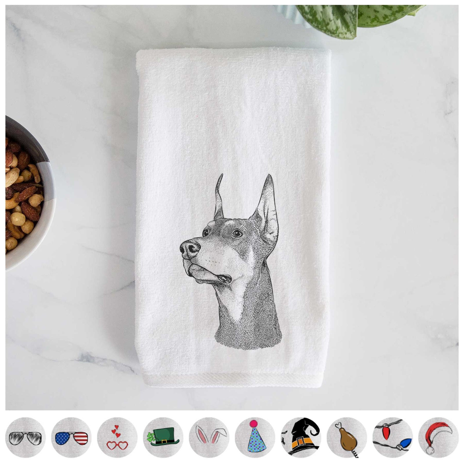 Cenza the Doberman Pinscher Decorative Hand Towel