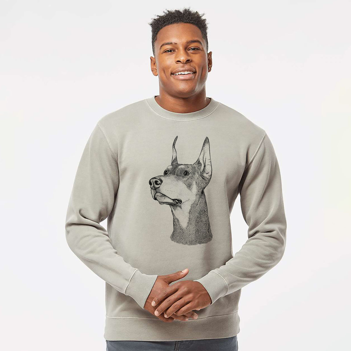 Bare Cenza the Doberman Pinscher - Unisex Pigment Dyed Crew Sweatshirt