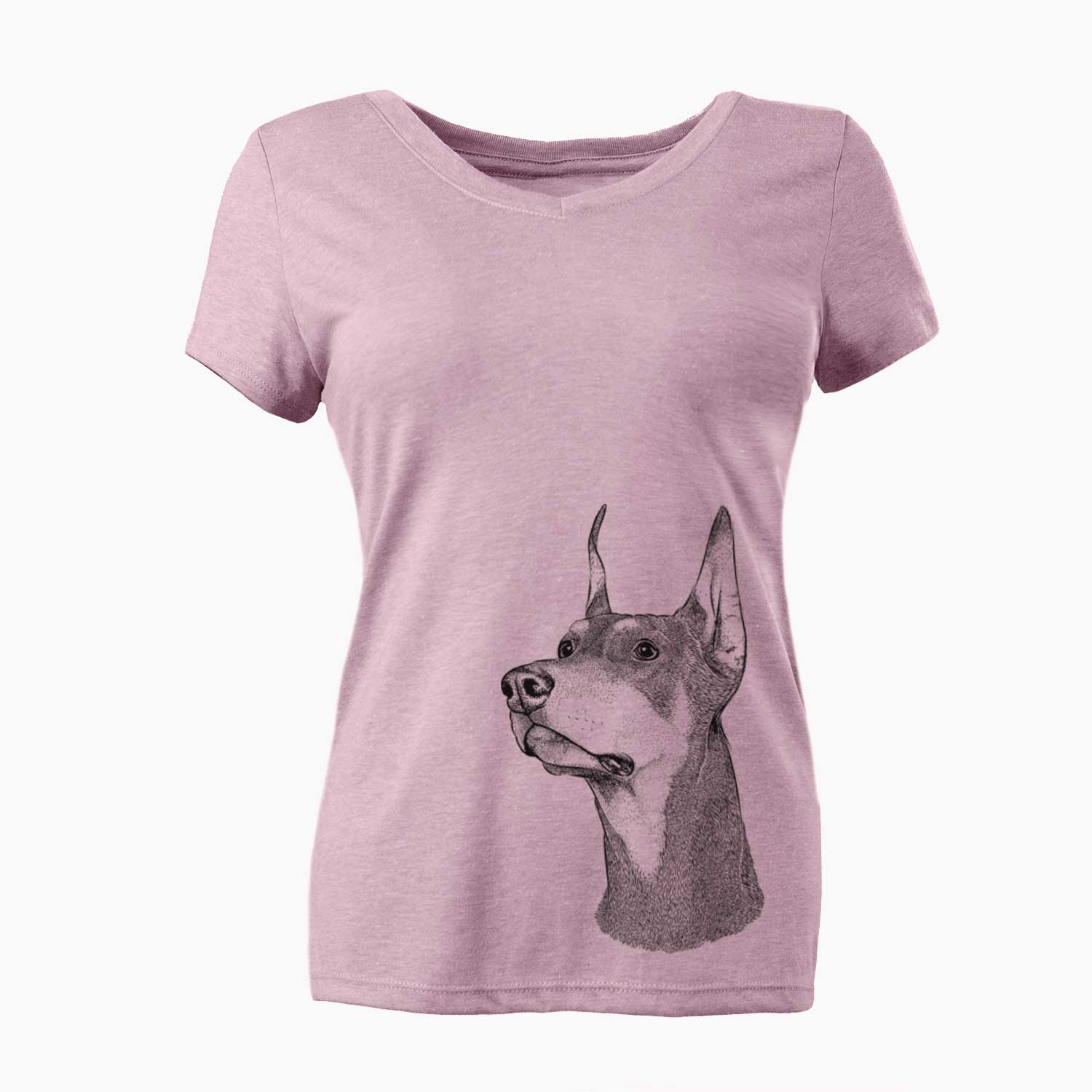 Bare Cenza the Doberman Pinscher - Women's V-neck Shirt