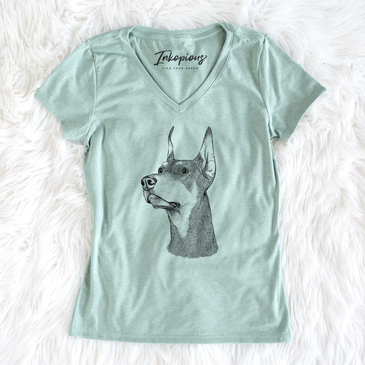 Bare Cenza the Doberman Pinscher - Women&#39;s V-neck Shirt