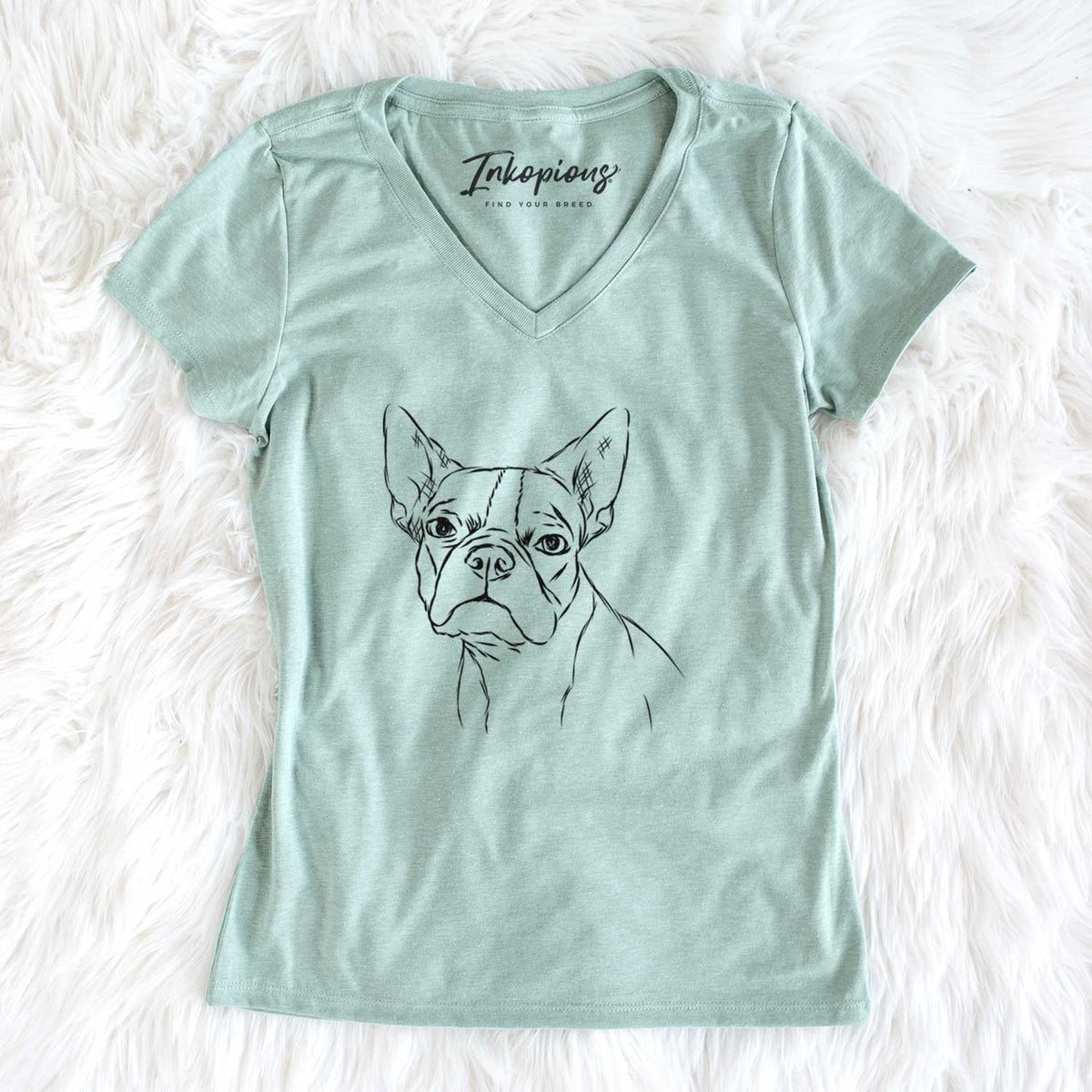 Bare Charles the Boston Terrier - Women&#39;s V-neck Shirt