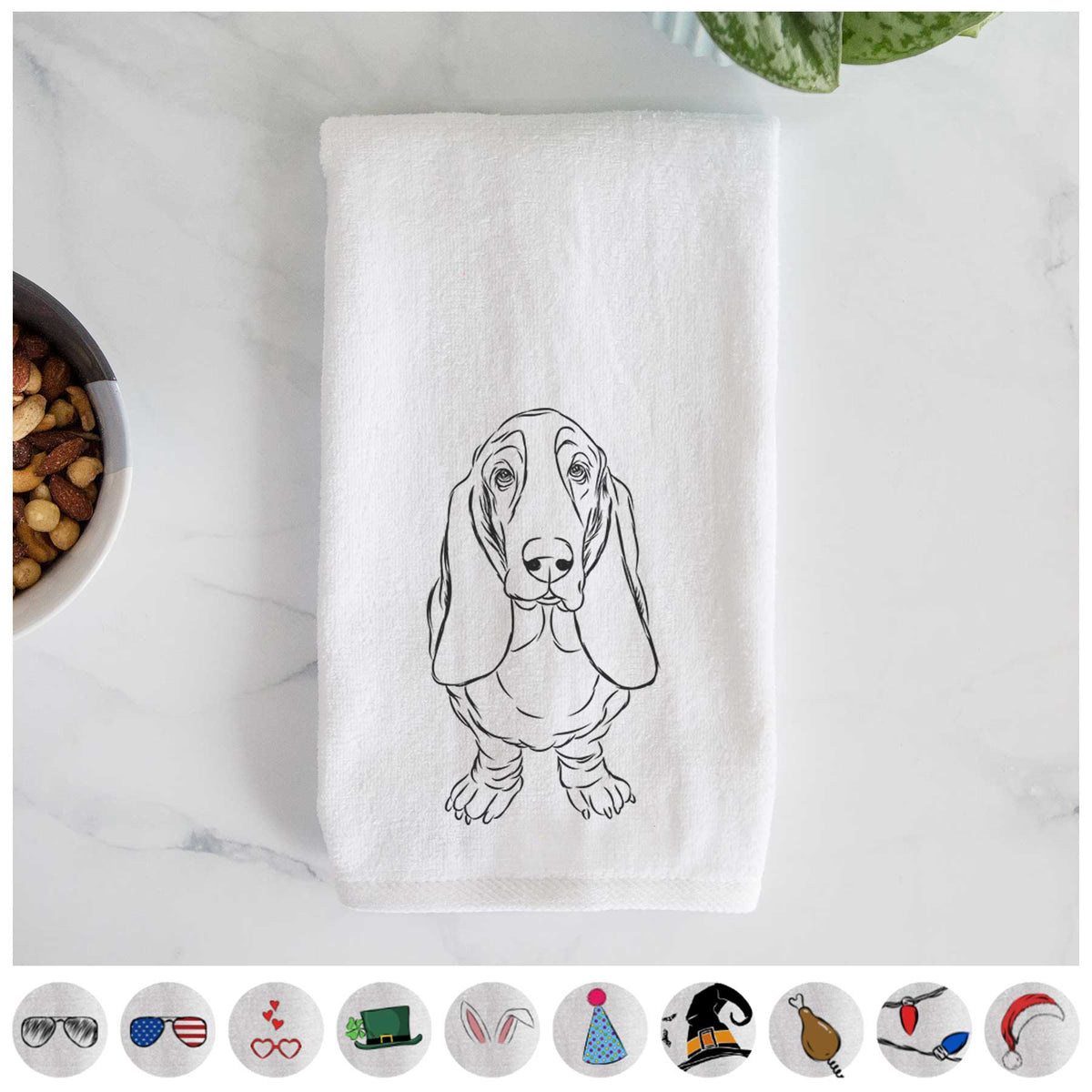 Charlie the Basset Hound Decorative Hand Towel