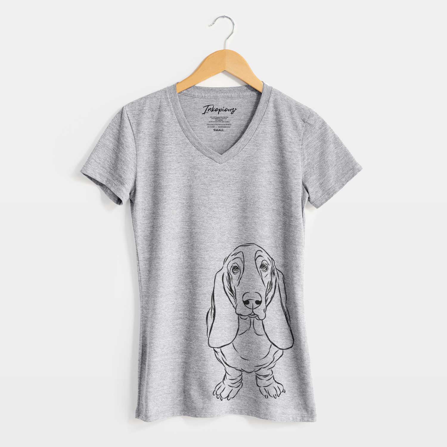 Bare Charlie the Basset Hound - Women's V-neck Shirt