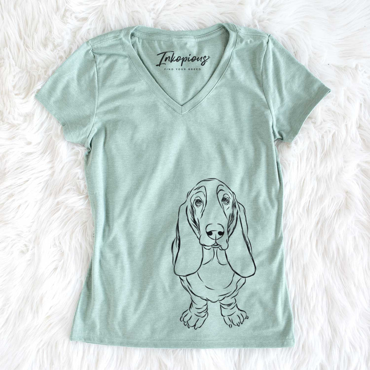 Bare Charlie the Basset Hound - Women's V-neck Shirt