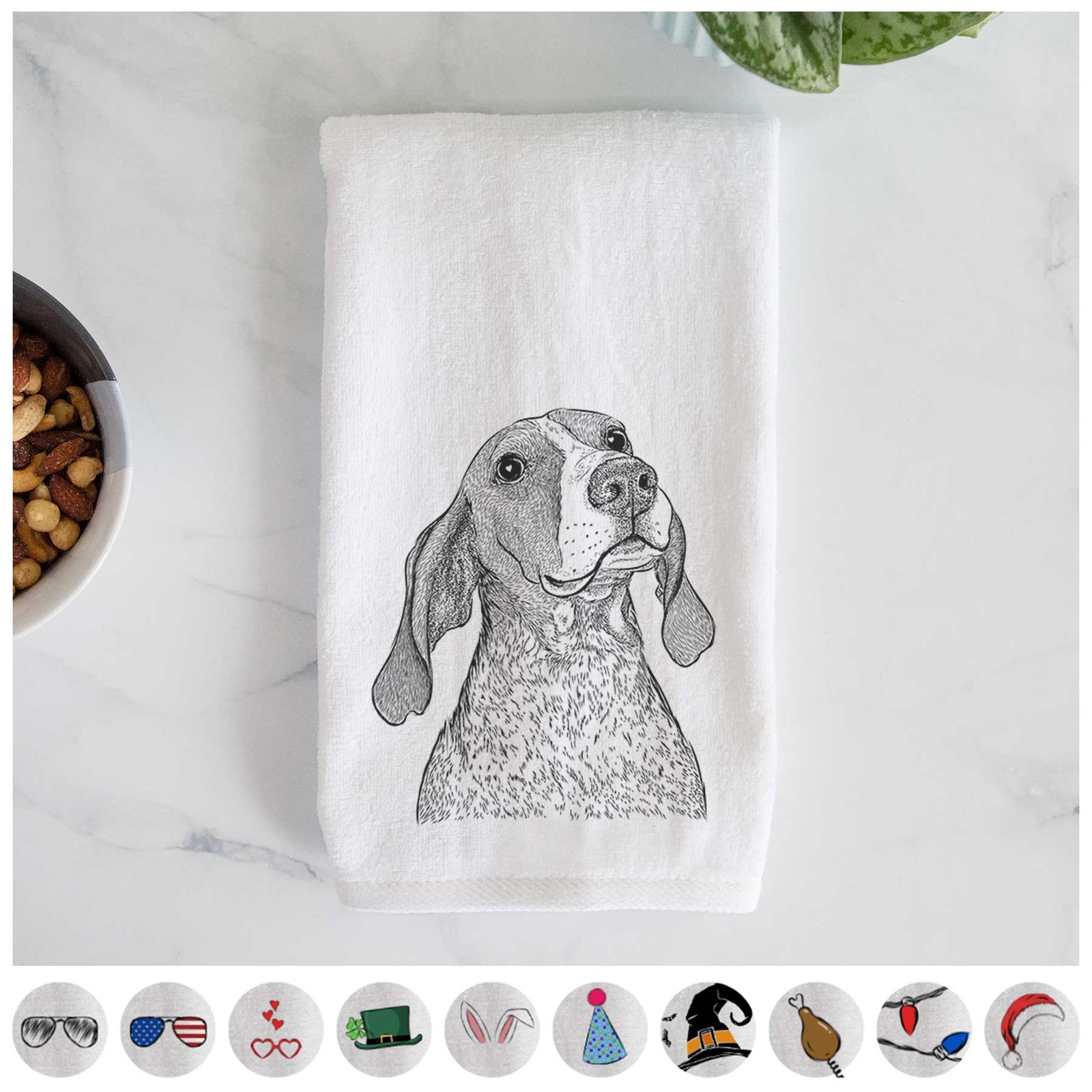 Chester the Red Tick Coonhound Decorative Hand Towel