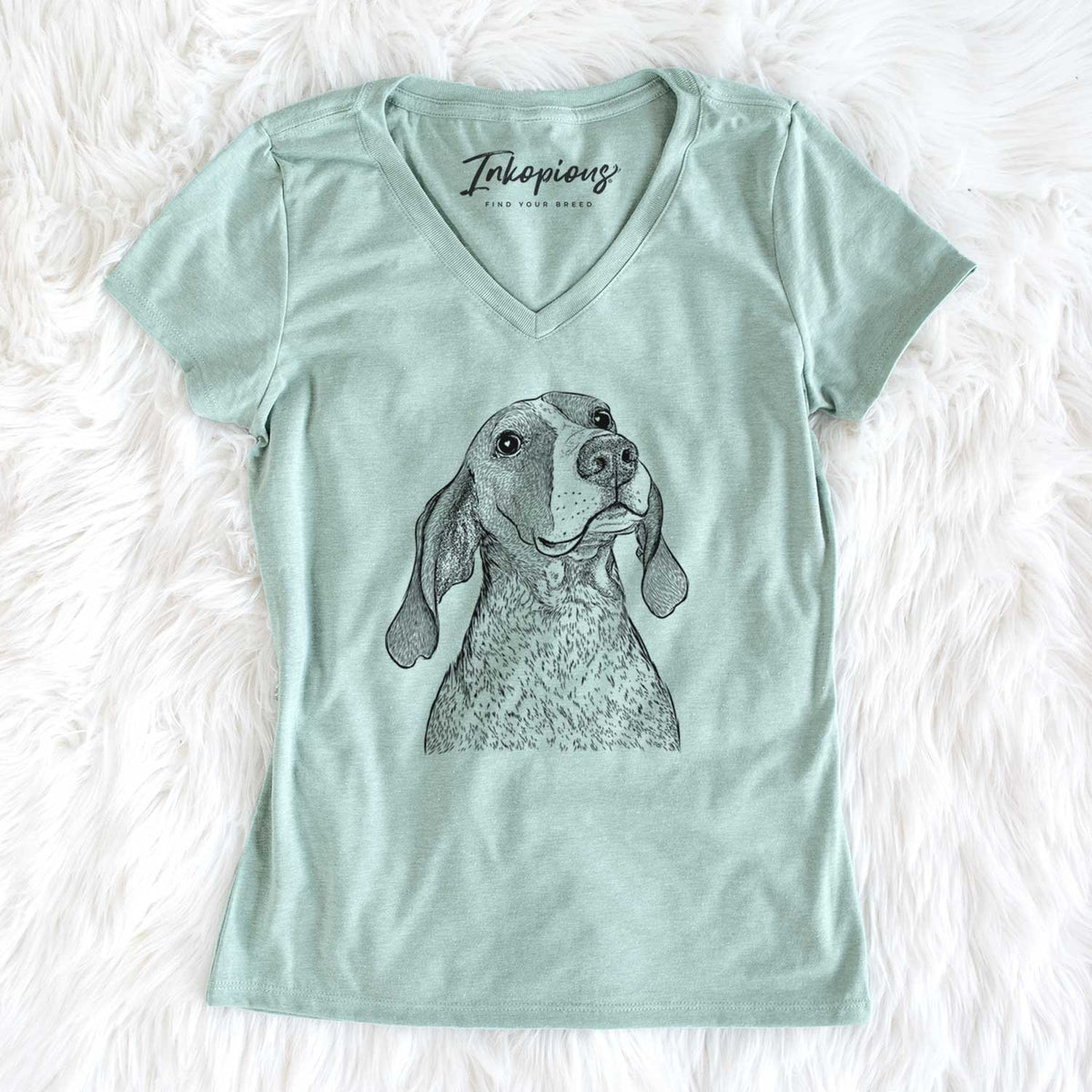 Bare Chester the Red Tick Coonhound - Women&#39;s V-neck Shirt