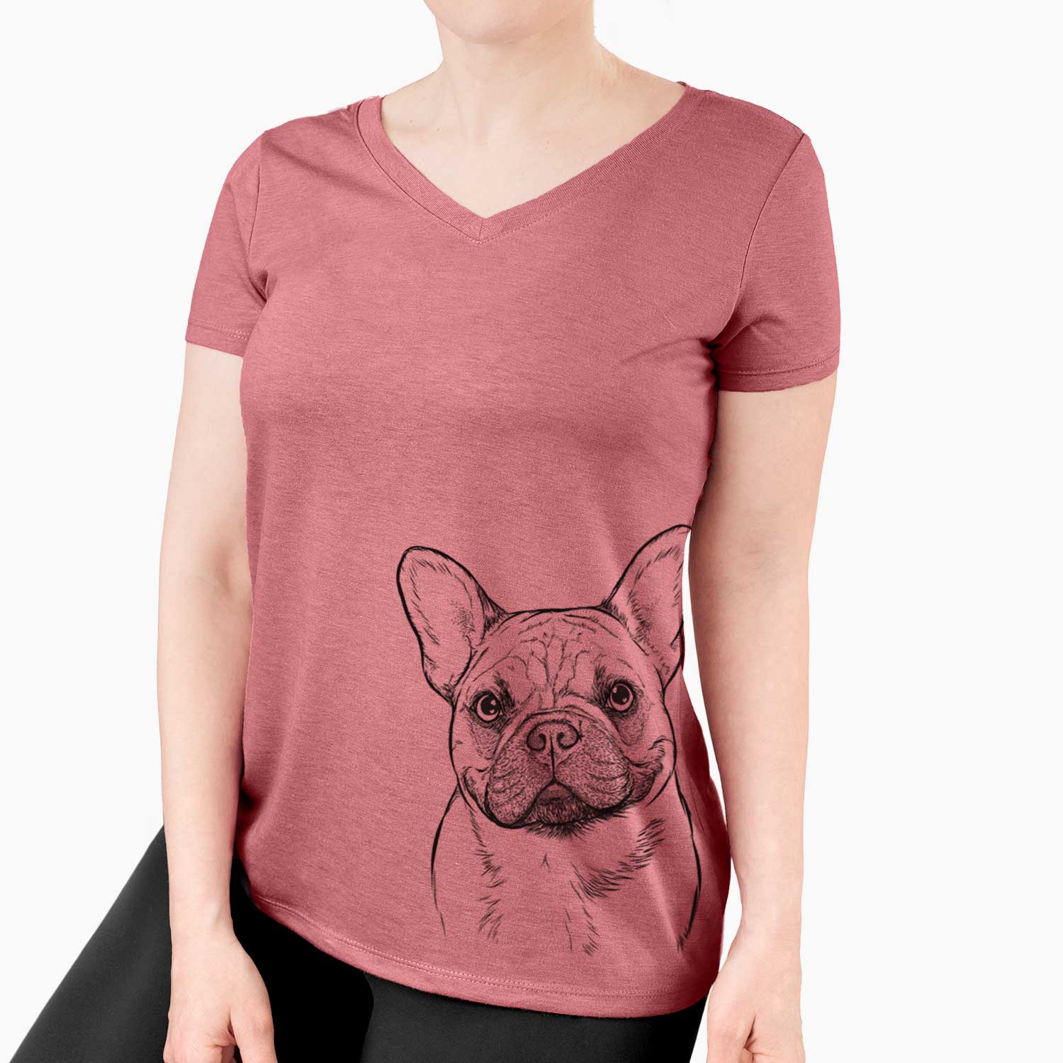 Bare Chew Chew the French Bulldog - Women's V-neck Shirt