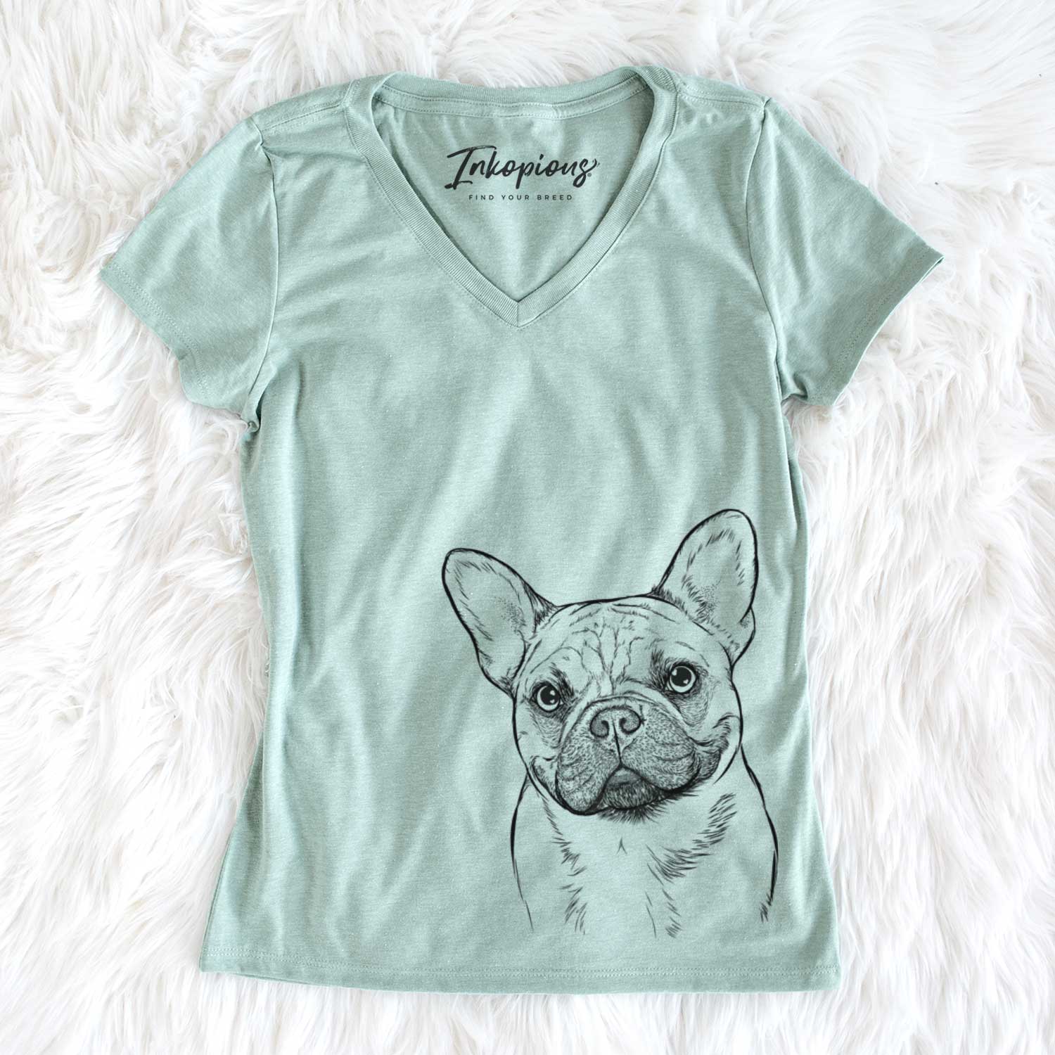 Bare Chew Chew the French Bulldog - Women's V-neck Shirt