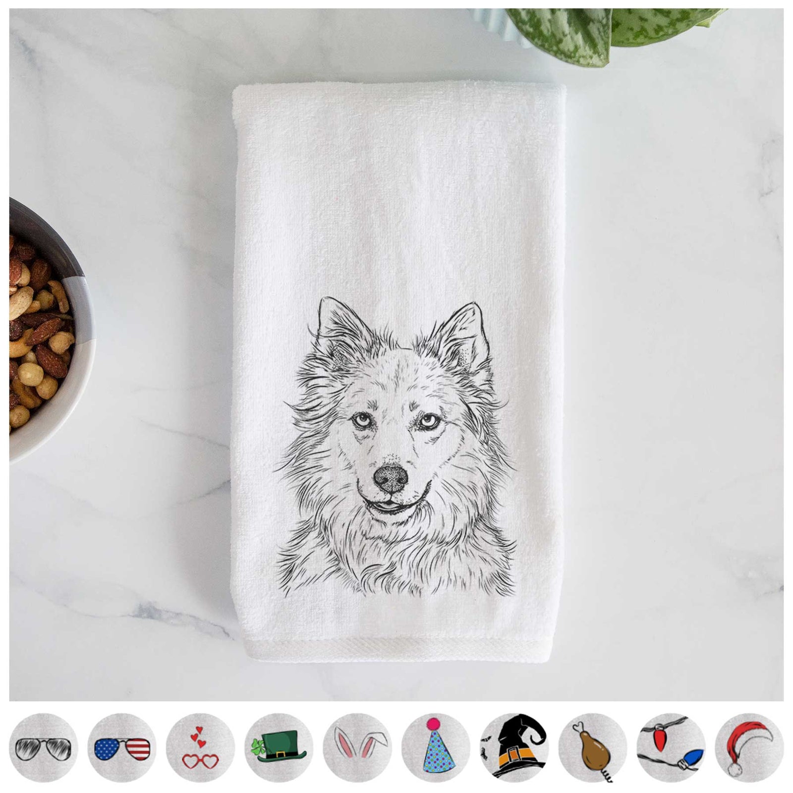 Chia the Samoyed Husky Mix Decorative Hand Towel