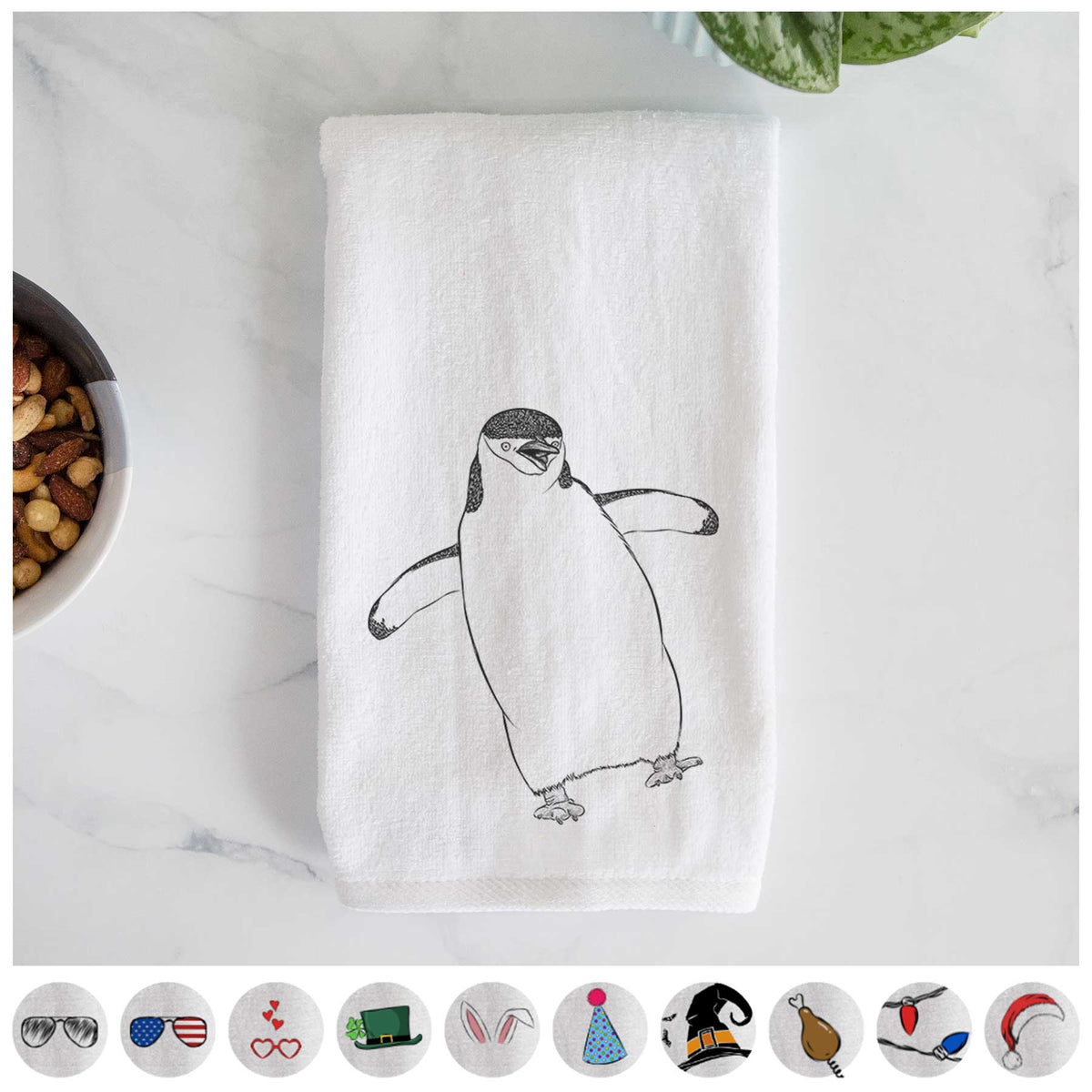 Chive the Chinstrap Penguin Decorative Hand Towel