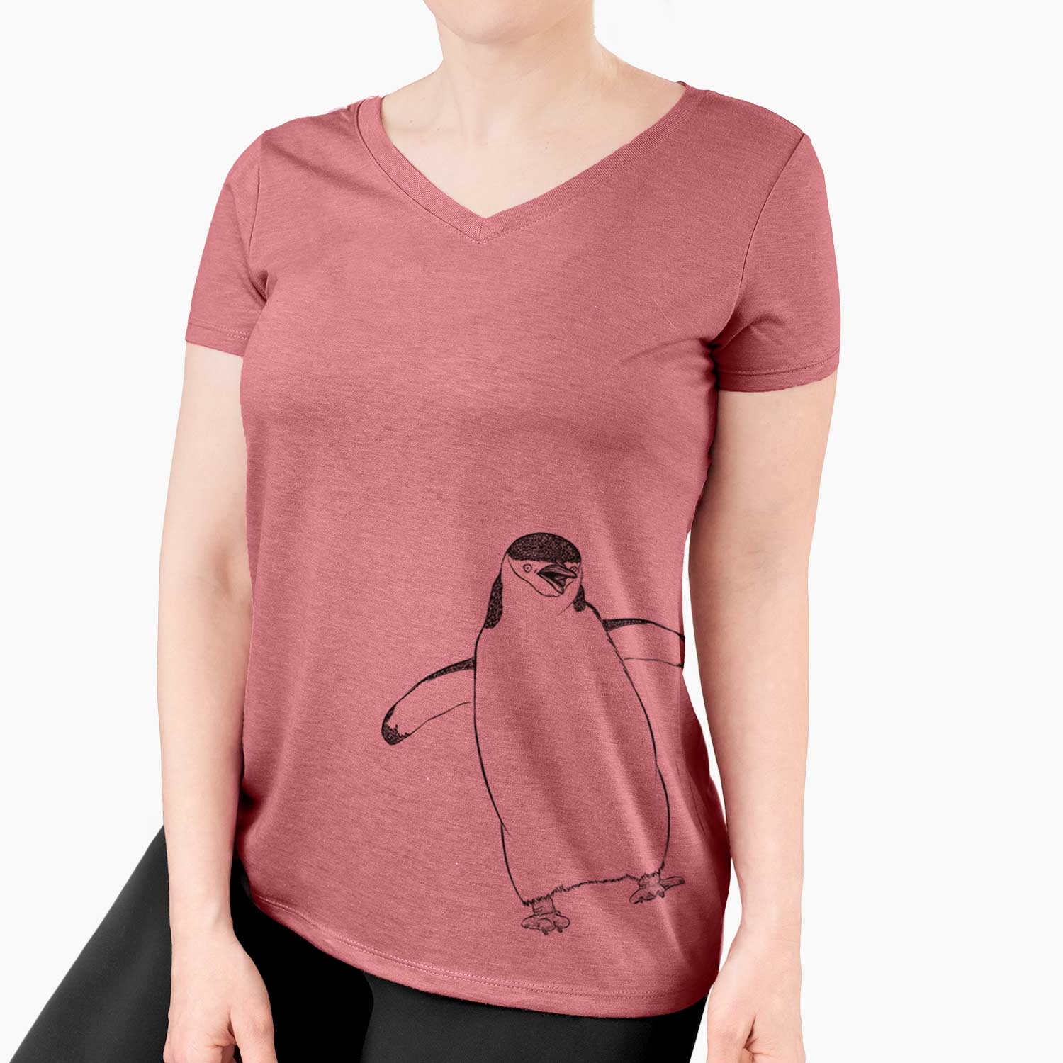 Bare Chive the Chinstrap Penguin - Women's V-neck Shirt