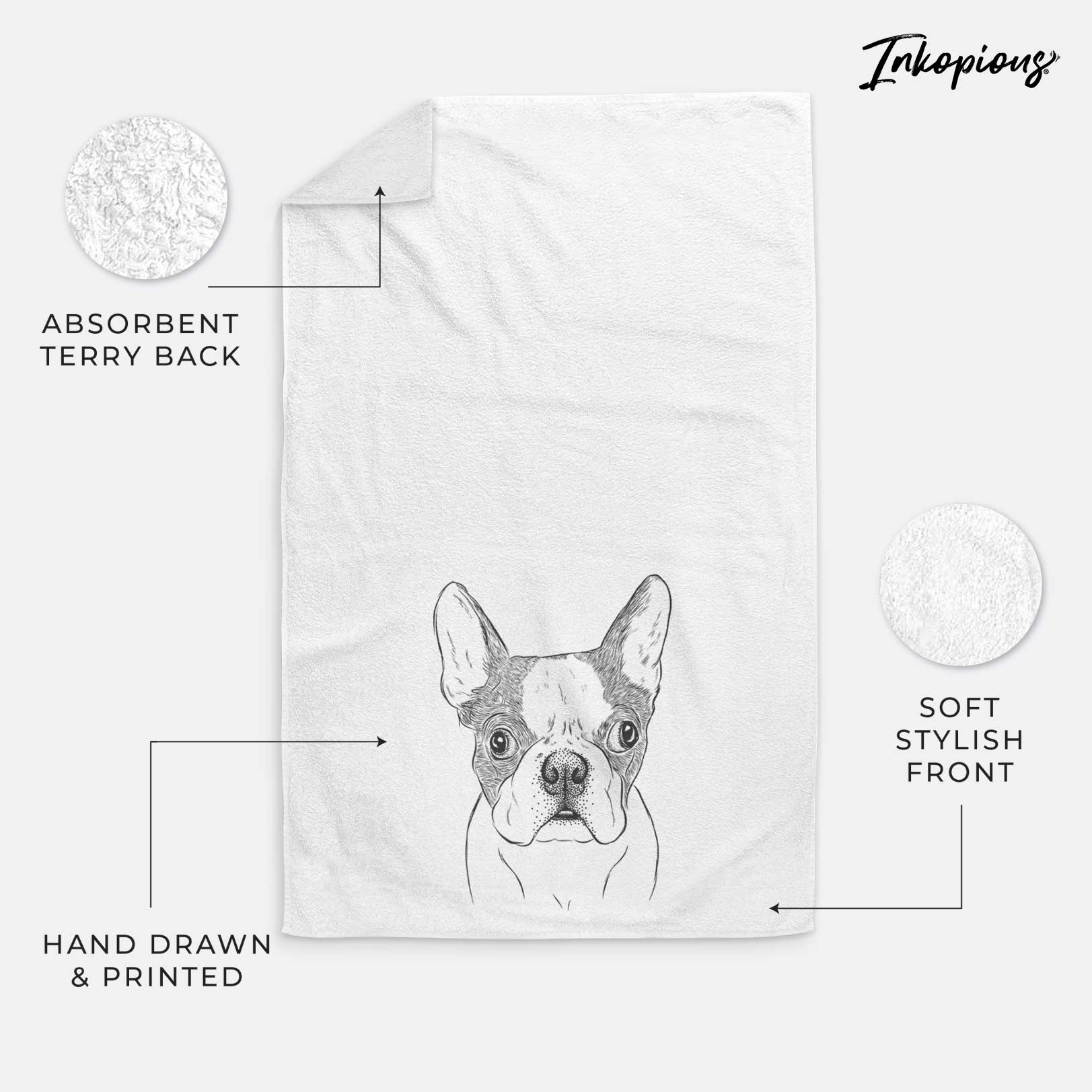 Chocolate Chip the Boston Terrier Decorative Hand Towel