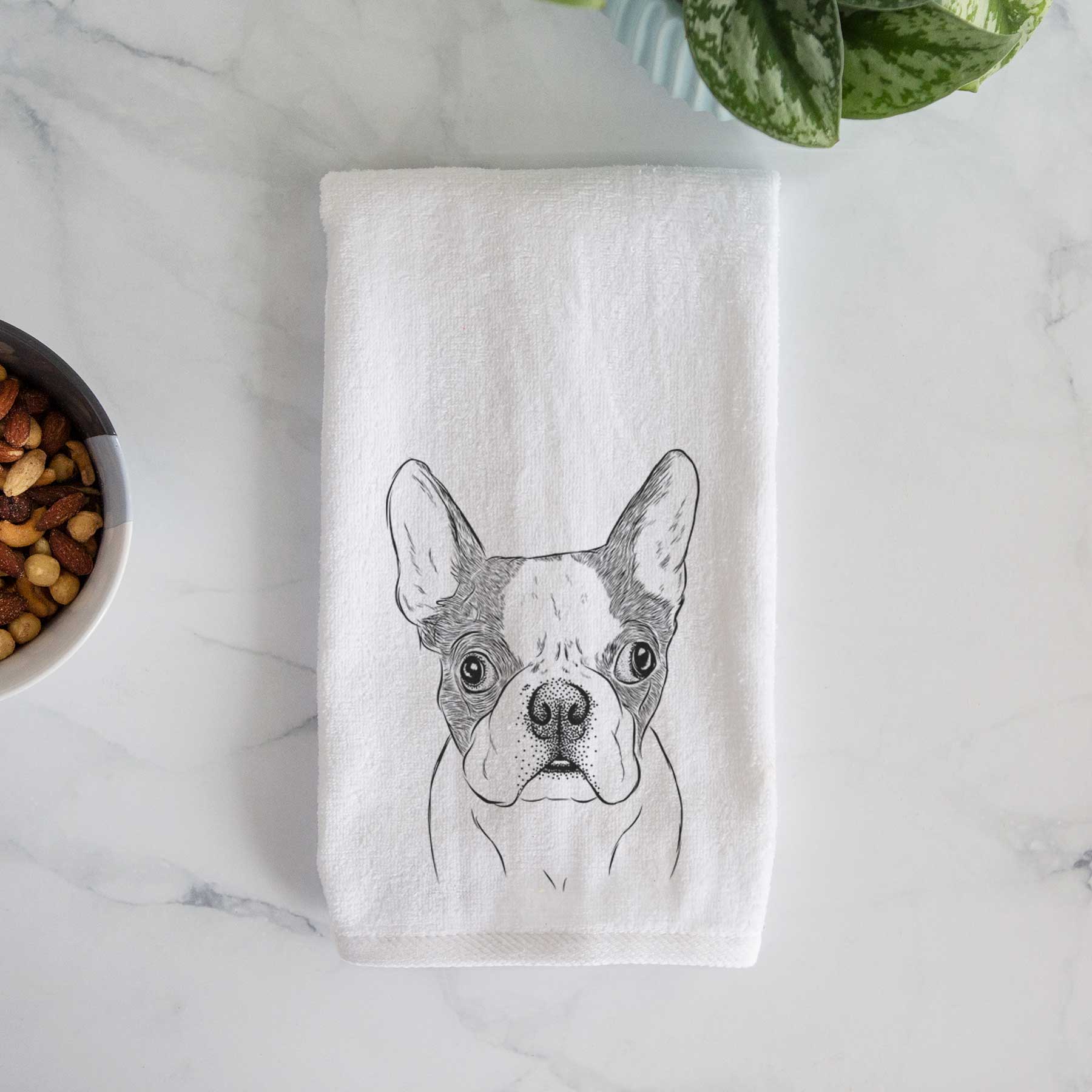 Chocolate Chip the Boston Terrier Decorative Hand Towel