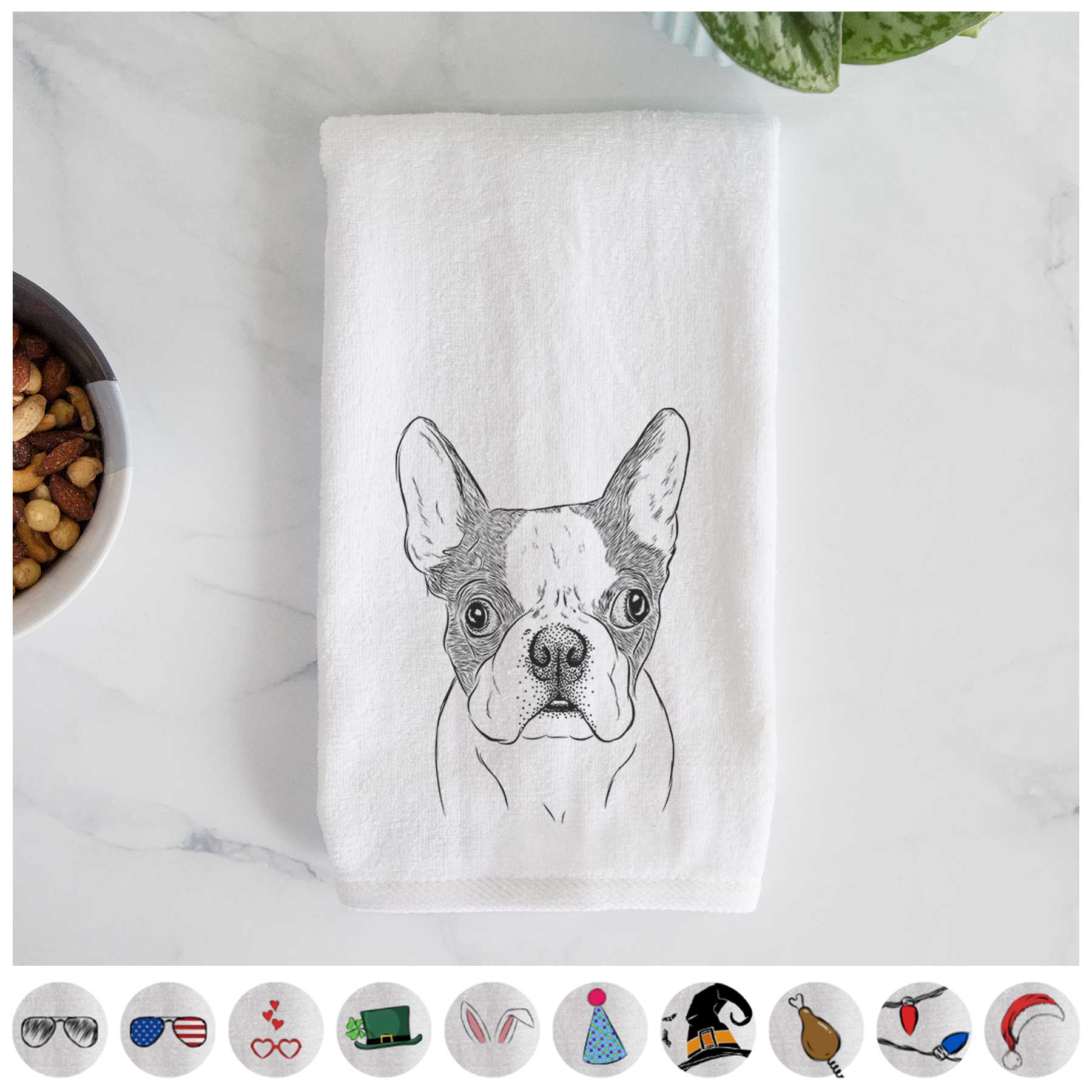 Chocolate Chip the Boston Terrier Decorative Hand Towel