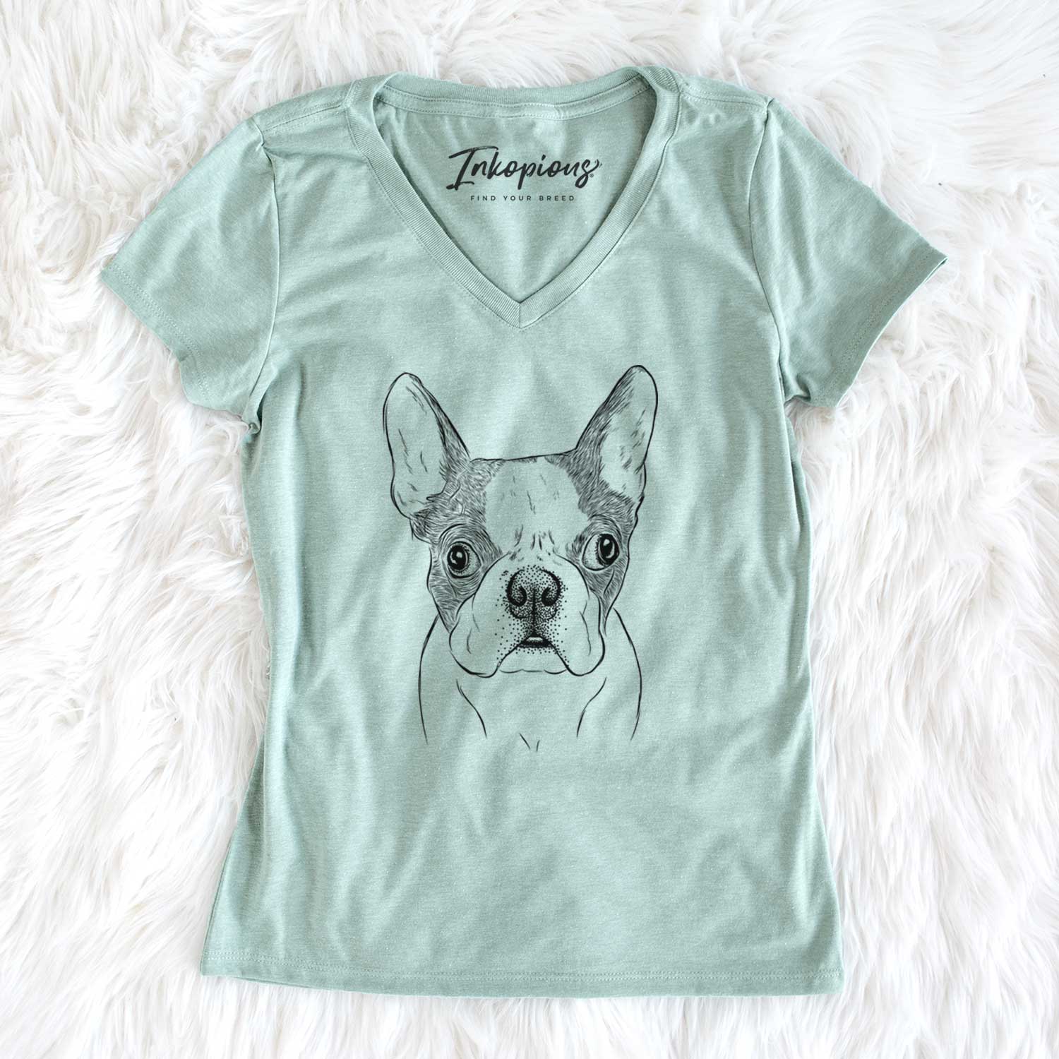 Bare Chocolate Chip the Boston Terrier - Women's V-neck Shirt