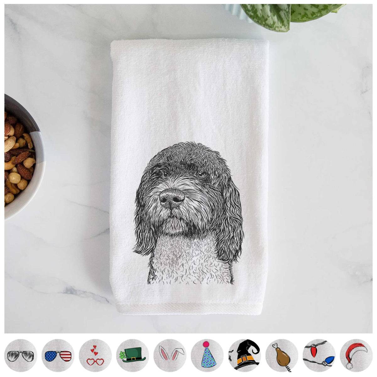 Chris the Portuguese Water Dog Decorative Hand Towel