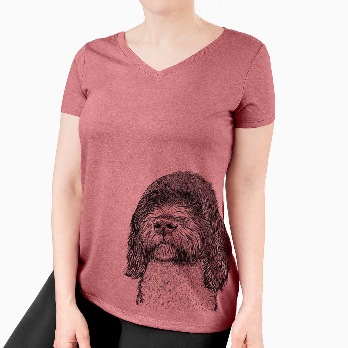 Bare Chris the Portuguese Water Dog - Women's V-neck Shirt