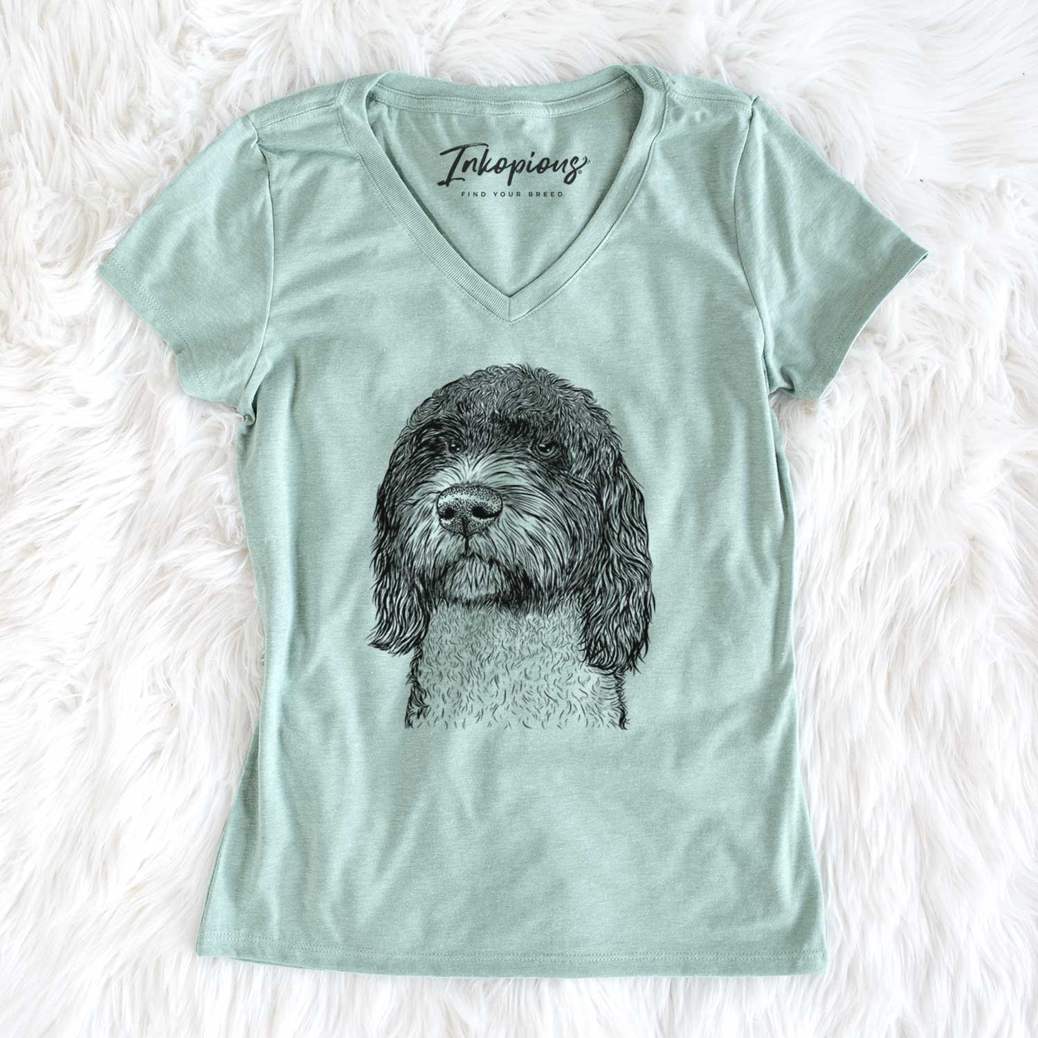 Bare Chris the Portuguese Water Dog - Women's V-neck Shirt