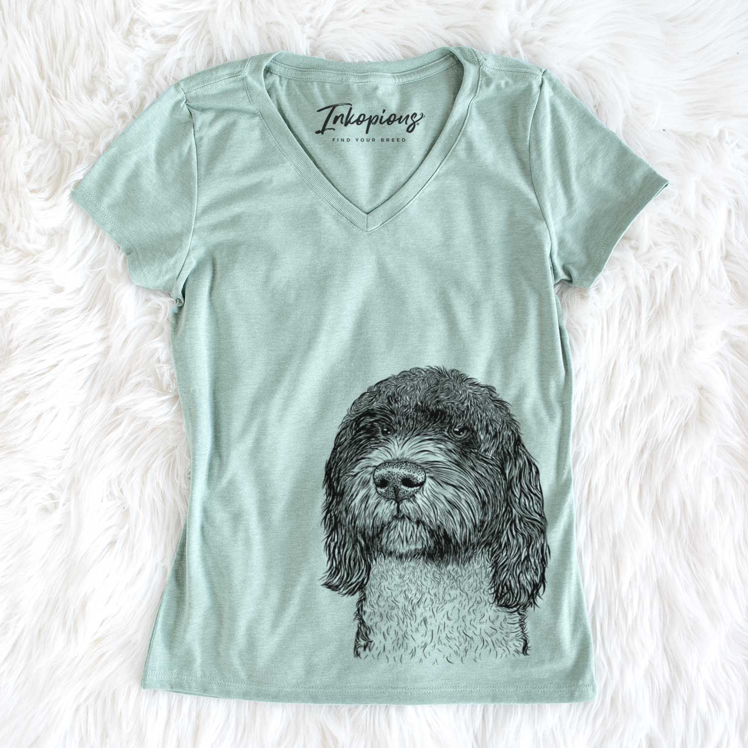 Bare Chris the Portuguese Water Dog - Women's V-neck Shirt