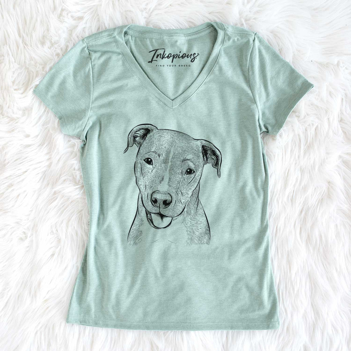 Bare Claiborne the American Staffordshire Terrier - Women&#39;s V-neck Shirt