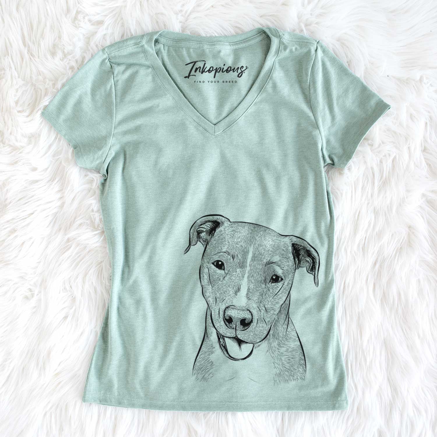 Bare Claiborne the American Staffordshire Terrier - Women's V-neck Shirt