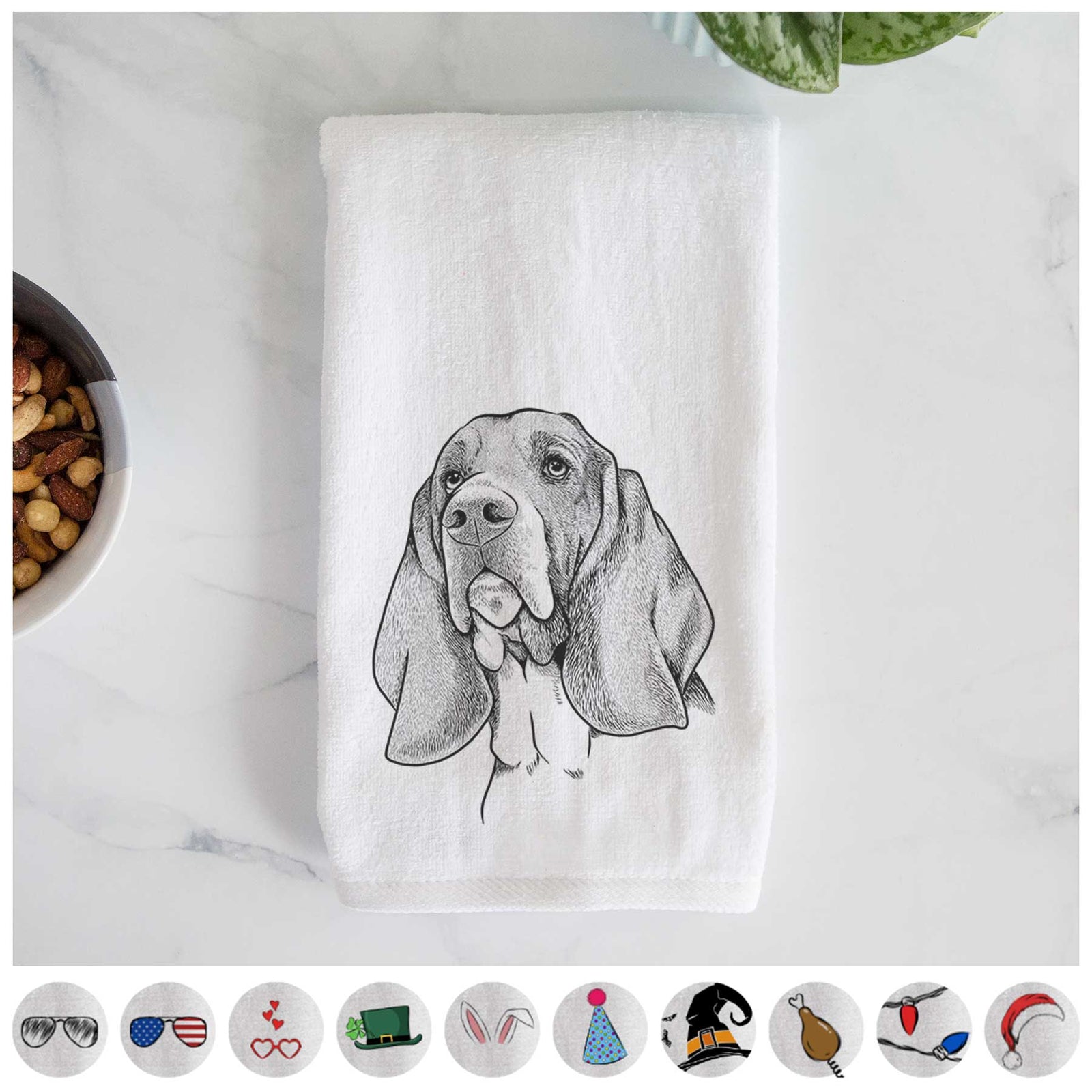 Cooper the Basset Hound Decorative Hand Towel