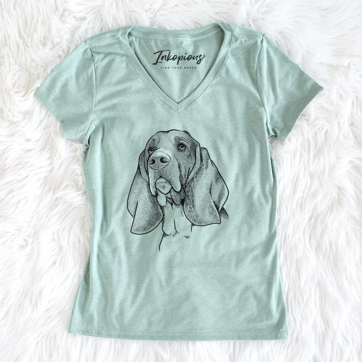 Bare Cooper the Basset Hound - Women&#39;s V-neck Shirt