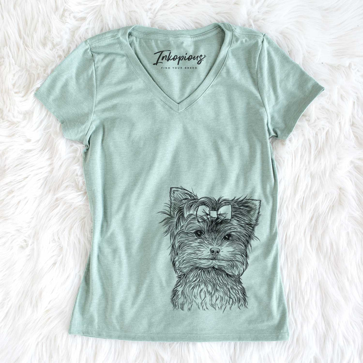 Bare Cricket the Biewer Terrier - Women's V-neck Shirt