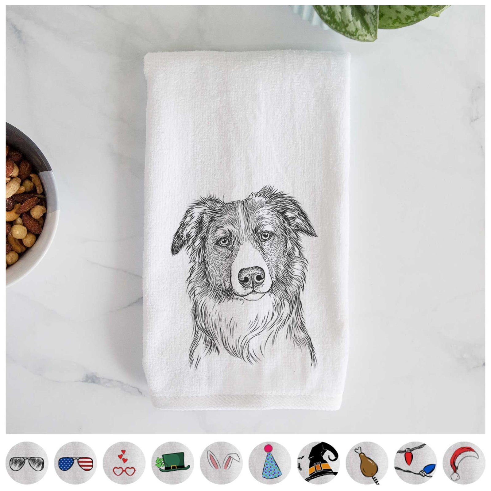 Cynder the English Shepherd Decorative Hand Towel